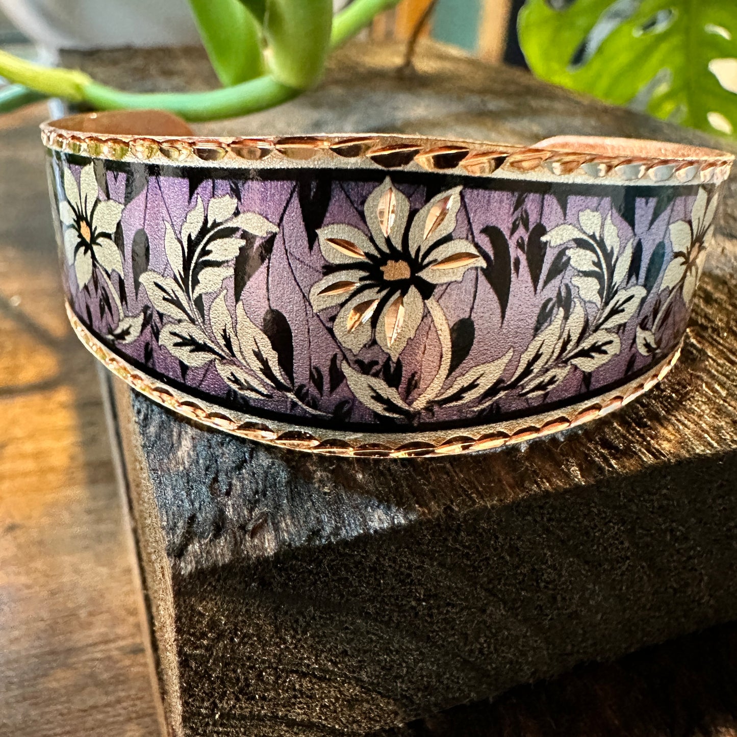 Handmade Boho Copper Purple Floral Wide Cuff Bracelet, Gift BoxHandmade Boho Copper Purple Floral Wide Cuff Bracelet, Gift Box - Premium boho bracelet from COPPER ARTS INC. - Just $32! Shop now at Silver Elegant