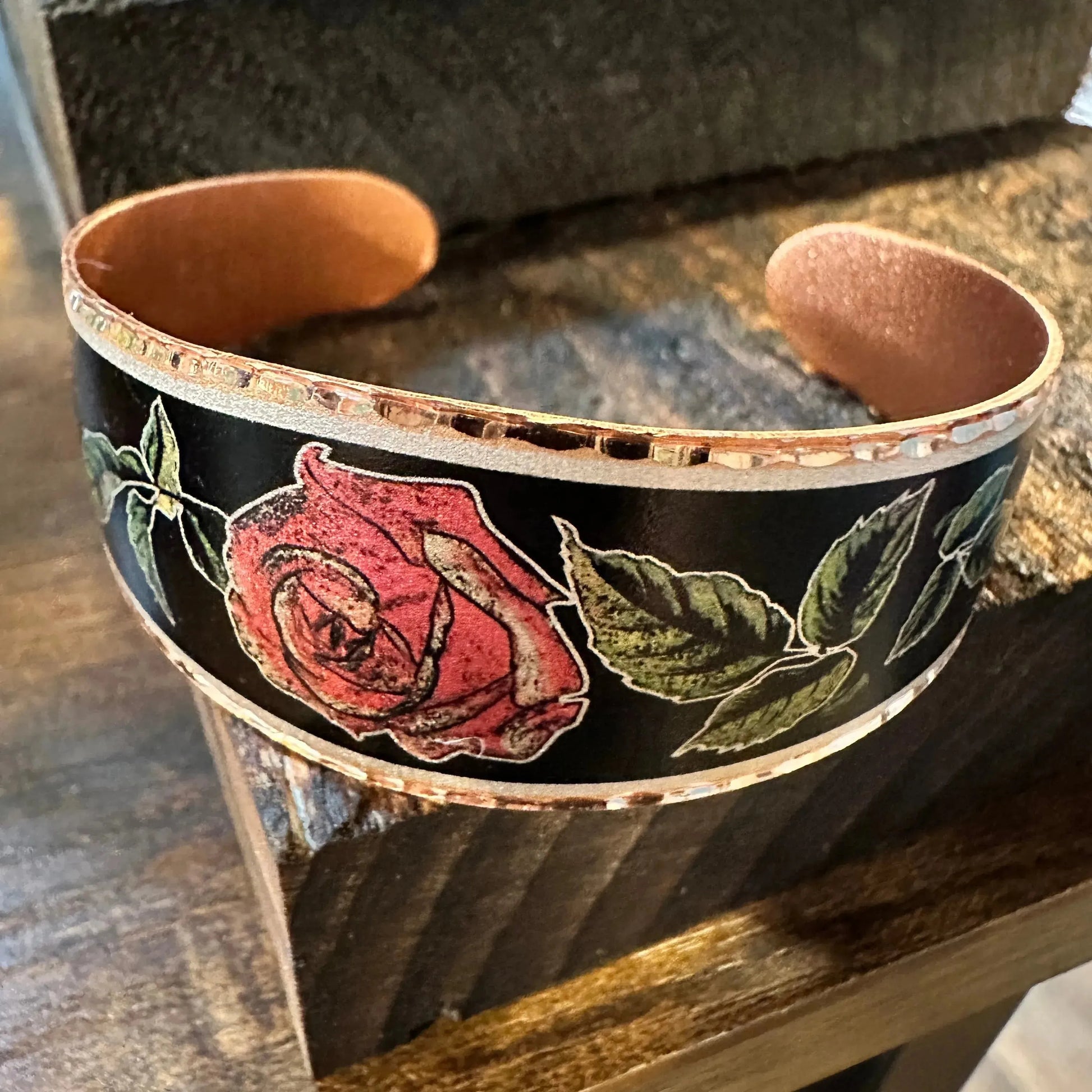 Handmade Boho Copper Red Rose Bracelet, Rose Copper Wide Cuff Bracelet, Gift BoxHandmade Boho Copper Red Rose Bracelet, Rose Copper Wide Cuff Bracelet, Gift Box - Premium boho bracelet from COPPER ARTS INC. - Just $32! Shop now at Silver Elegant