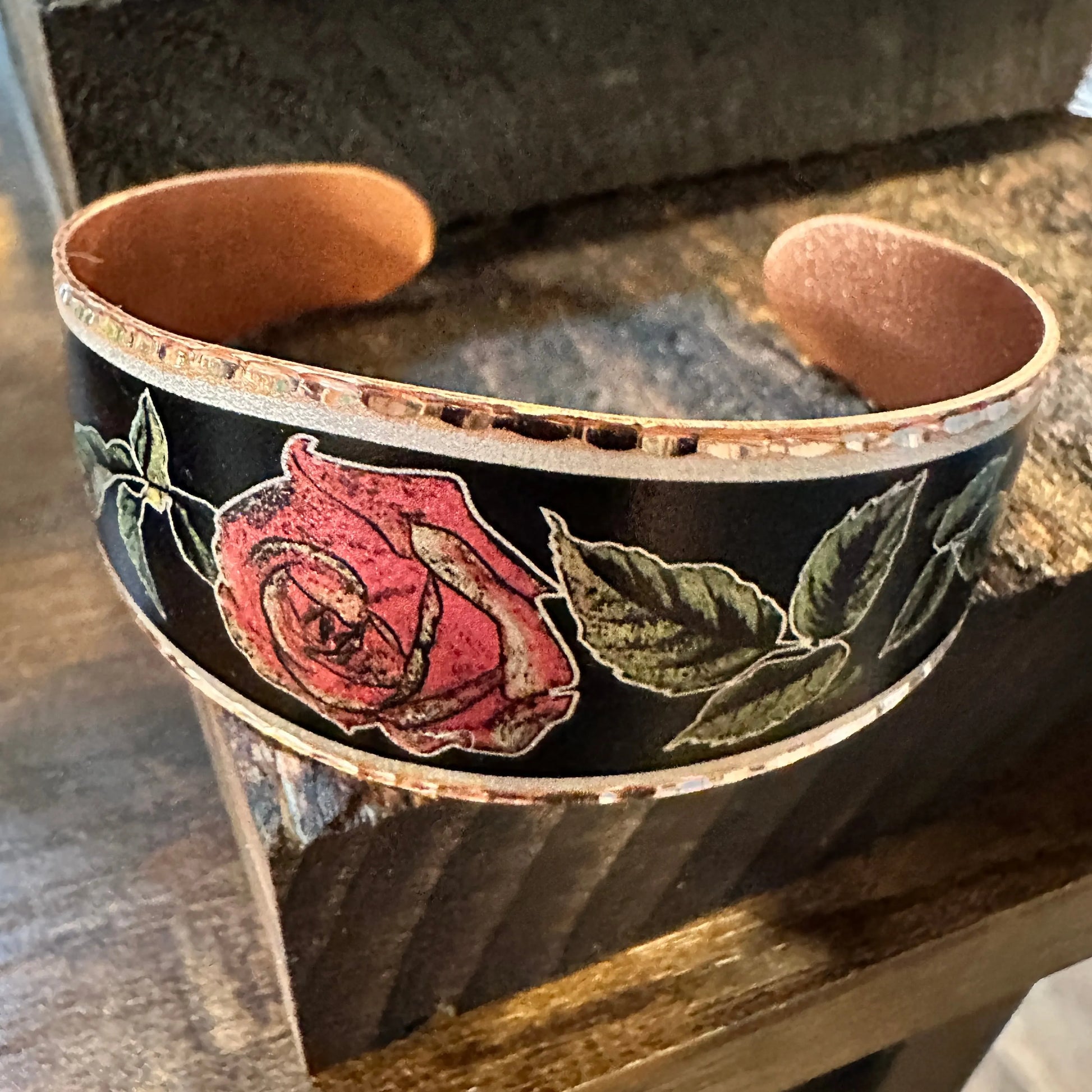 Handmade Boho Copper Red Rose Bracelet, Rose Copper Wide Cuff Bracelet, Gift BoxHandmade Boho Copper Red Rose Bracelet, Rose Copper Wide Cuff Bracelet, Gift Box - Premium boho bracelet from COPPER ARTS INC. - Just $32! Shop now at Silver Elegant