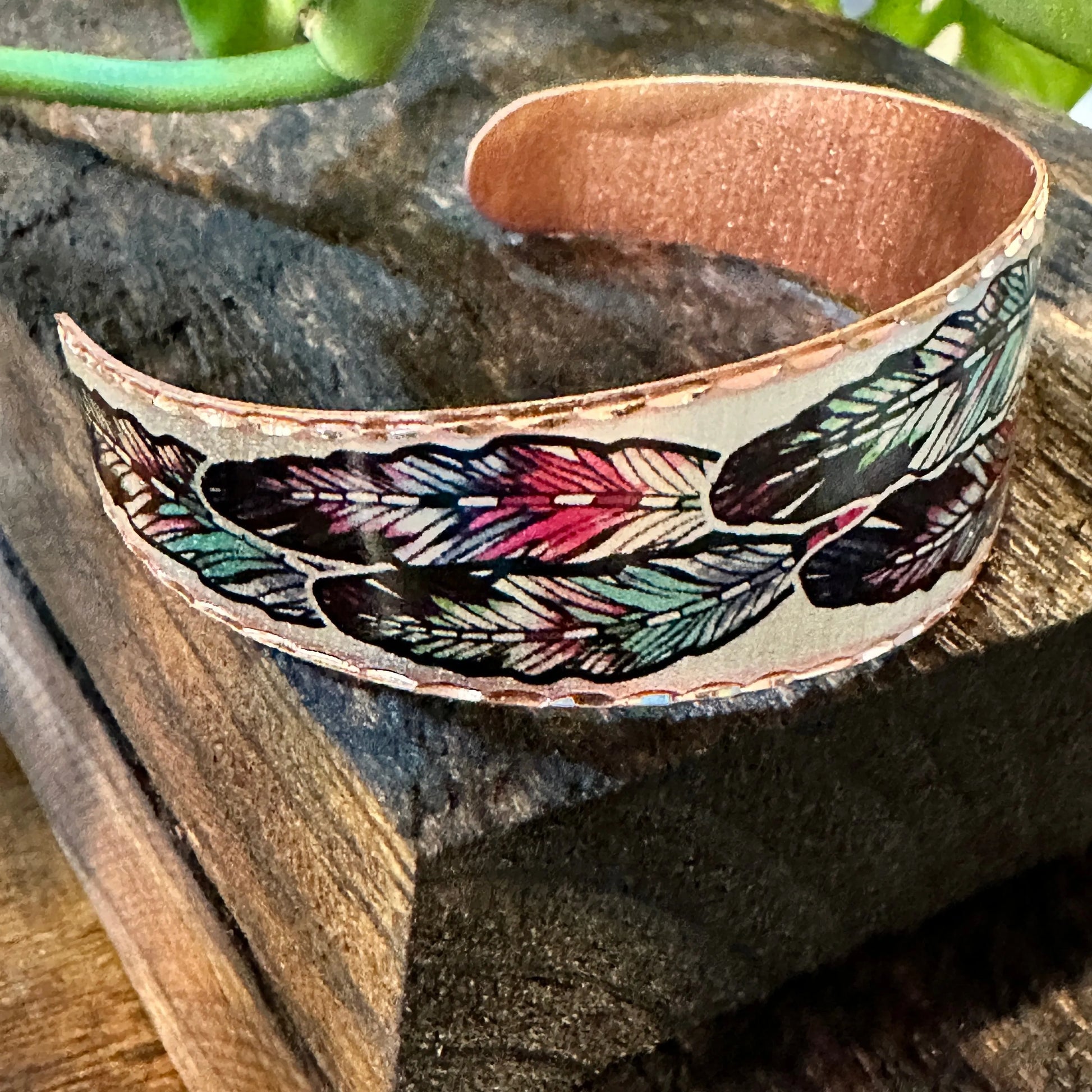 Handmade Boho Native American Cuff Bracelet, Colorful Feather Copper Bracelet, Gift BoxHandmade Boho Native American Cuff Bracelet, Colorful Feather Copper Bracelet, Gift Box - Premium boho bracelet from COPPER ARTS INC. - Just $32! Shop now at Silver Elegant