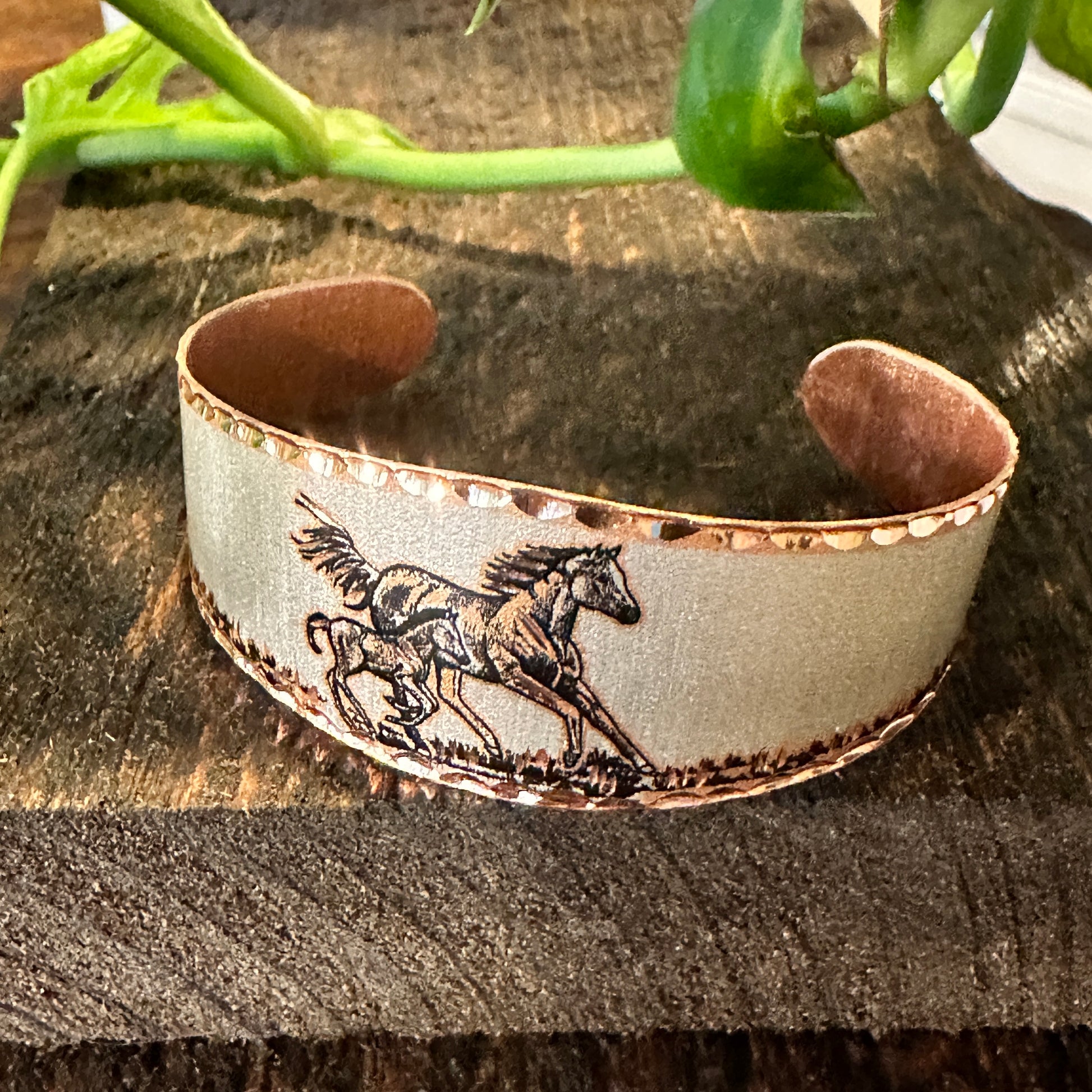 Handmade Boho Estuarian Cuff Bracelet, Horse and Pony Wide Cuff Bracelet, Gift BoxHandmade Boho Estuarian Cuff Bracelet, Horse and Pony Wide Cuff Bracelet, Gift Box - Premium boho bracelet from COPPER ARTS INC. - Just $32! Shop now at Silver Elegant