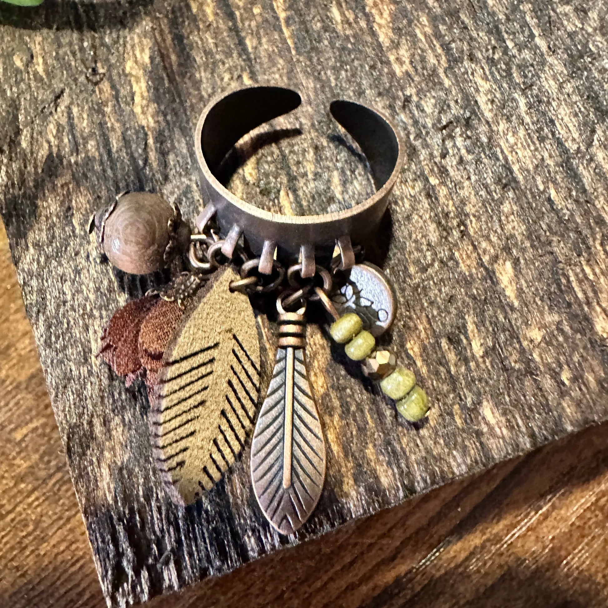 Handmade Artesian Hippie Indian Copper Feather Adjustable Cuff Ring, Gift BoxHandmade Artesian Hippie Indian Copper Feather Adjustable Cuff Ring, Gift Box - Premium hippie jewelry from Silver Elegant - Just $15! Shop now at Silver Elegant