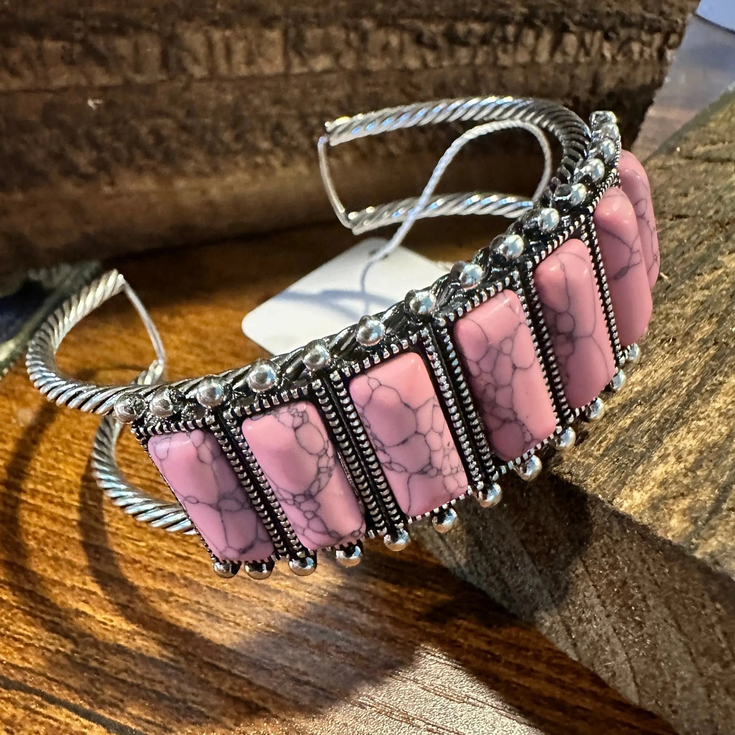 Handcrafted Boho Western Bracelet, Rectangle Semi Stone Concho Wide Cuff Pink Bracelet, Gift BoxHandcrafted Boho Western Bracelet, Rectangle Semi Stone Concho Wide Cuff Pink Bracelet, Gift Box - Premium boho bracelet from Sophia Collection - Just $29! Shop now at Silver Elegant