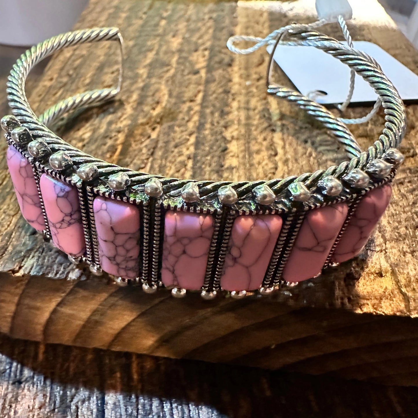 Handcrafted Boho Western Bracelet, Rectangle Semi Stone Concho Wide Cuff Pink Bracelet, Gift BoxHandcrafted Boho Western Bracelet, Rectangle Semi Stone Concho Wide Cuff Pink Bracelet, Gift Box - Premium boho bracelet from Sophia Collection - Just $29! Shop now at Silver Elegant