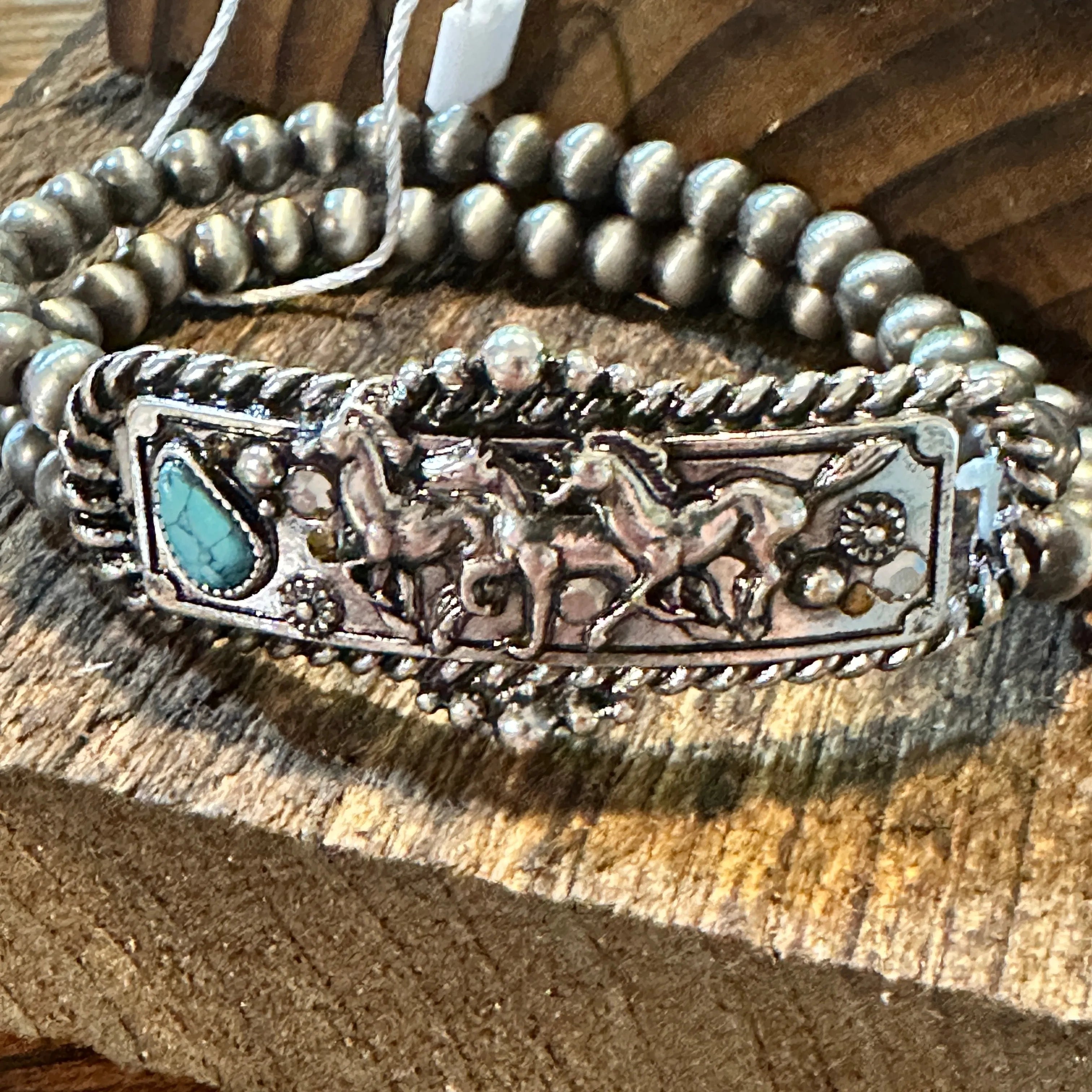 Handcrafted Boho Western Navajo Horse Estuarian Turquoise Stretch Bracelet, Gift BoxHandcrafted Boho Western Navajo Horse Estuarian Turquoise Stretch Bracelet, Gift Box - Premium boho bracelet from Silver Elegant - Just $24! Shop now at Silver Elegant