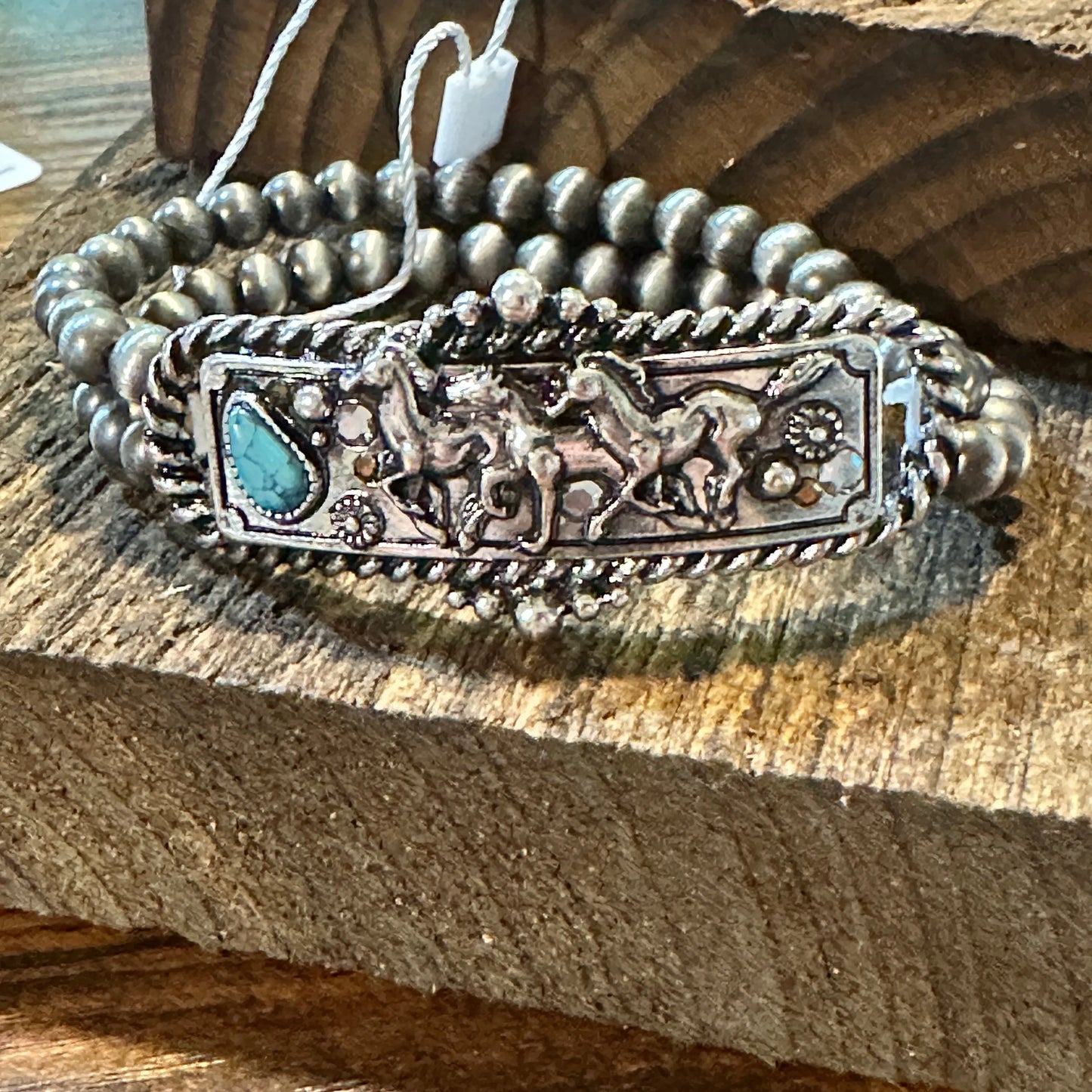 Handcrafted Boho Western Navajo Horse Estuarian Turquoise Stretch Bracelet, Gift BoxHandcrafted Boho Western Navajo Horse Estuarian Turquoise Stretch Bracelet, Gift Box - Premium boho bracelet from Silver Elegant - Just $24! Shop now at Silver Elegant