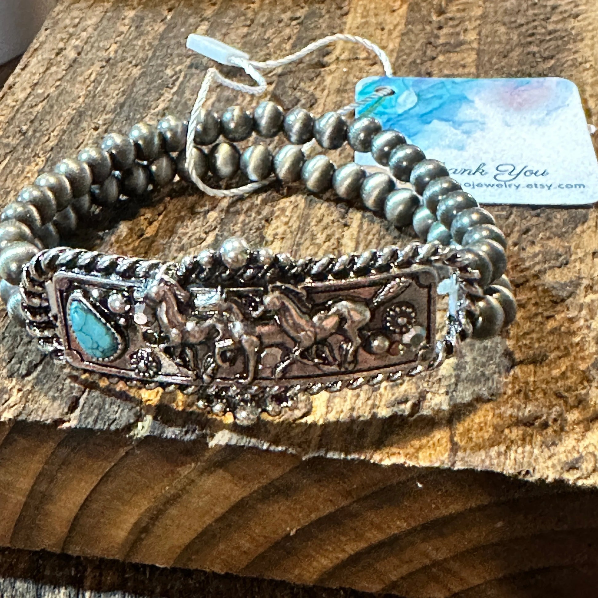 Handcrafted Boho Western Navajo Horse Estuarian Turquoise Stretch Bracelet, Gift BoxHandcrafted Boho Western Navajo Horse Estuarian Turquoise Stretch Bracelet, Gift Box - Premium boho bracelet from Silver Elegant - Just $24! Shop now at Silver Elegant