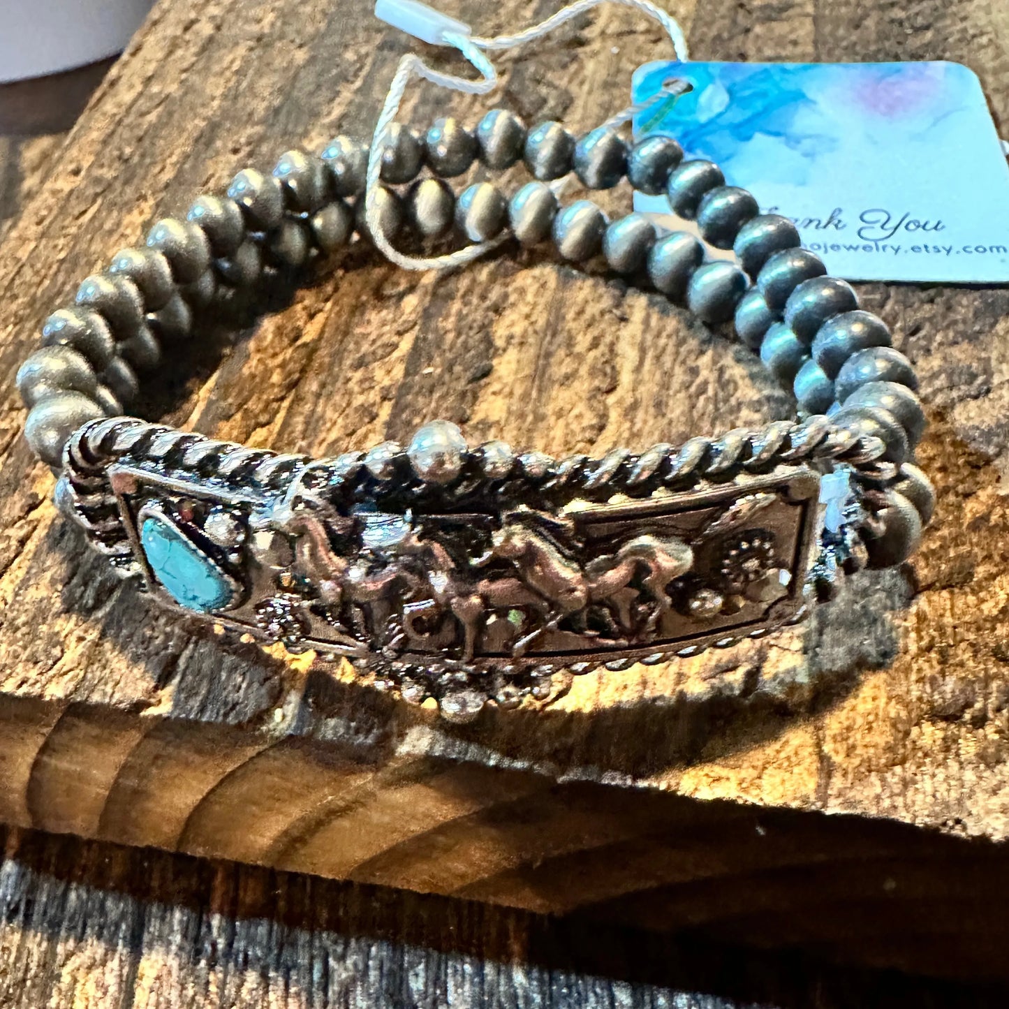 Handcrafted Boho Western Navajo Horse Estuarian Turquoise Stretch Bracelet, Gift BoxHandcrafted Boho Western Navajo Horse Estuarian Turquoise Stretch Bracelet, Gift Box - Premium boho bracelet from Silver Elegant - Just $24! Shop now at Silver Elegant