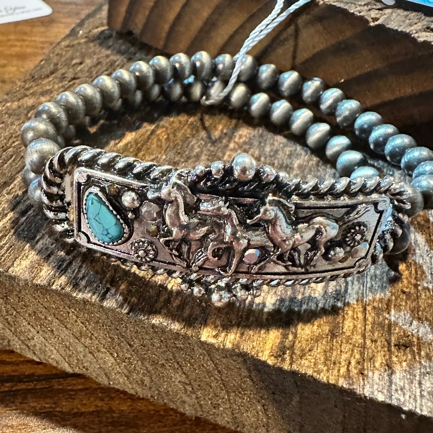 Handcrafted Boho Western Navajo Horse Estuarian Turquoise Stretch Bracelet, Gift BoxHandcrafted Boho Western Navajo Horse Estuarian Turquoise Stretch Bracelet, Gift Box - Premium boho bracelet from Silver Elegant - Just $24! Shop now at Silver Elegant