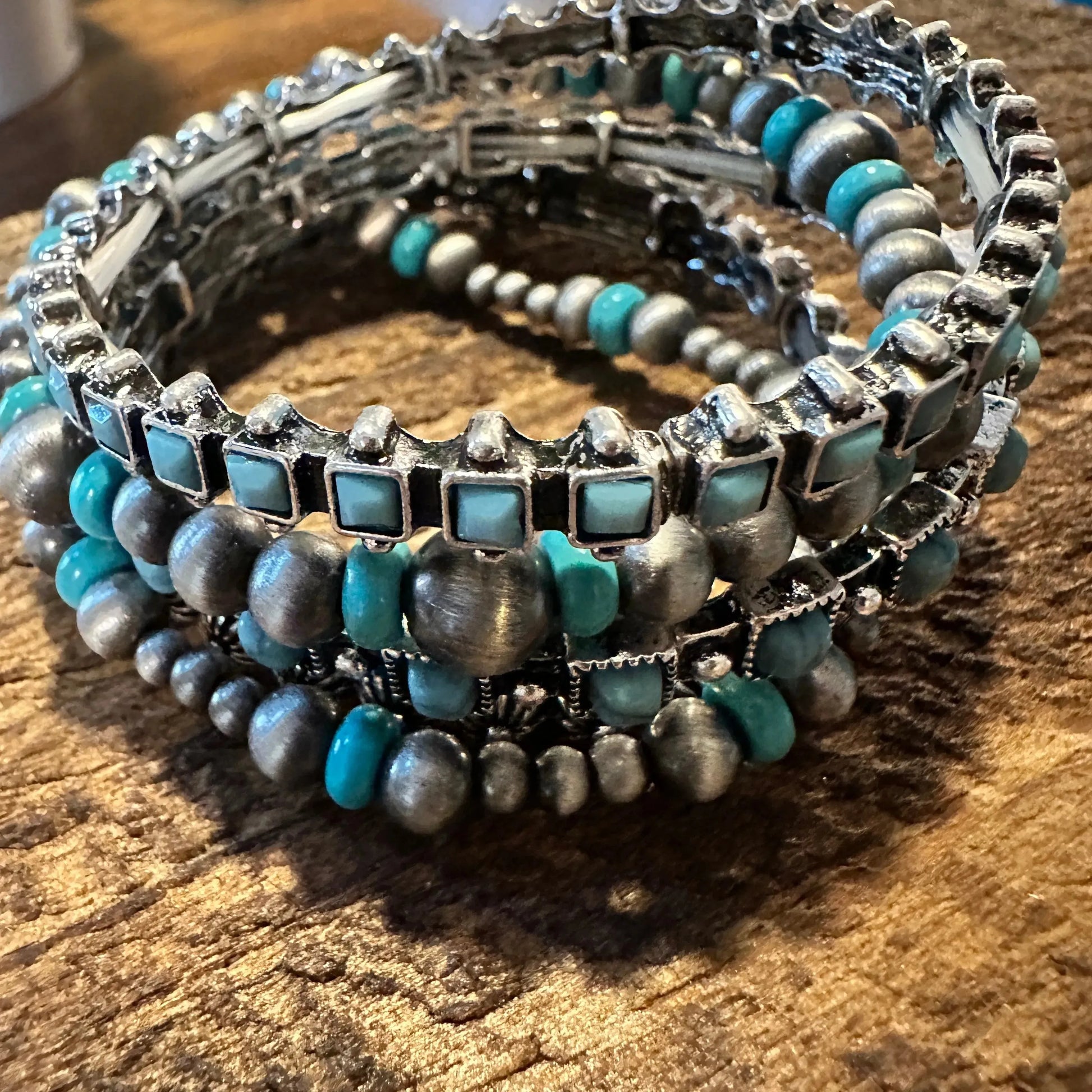 Handcrafted Boho Western Bracelet, Beaded Turquoise 5/PC Stretch Bracelet Set, Gift BoxHandcrafted Boho Western Bracelet, Beaded Turquoise 5/PC Stretch Bracelet Set, Gift Box - Premium boho bracelet from Sophia Collection - Just $38! Shop now at Silver Elegant