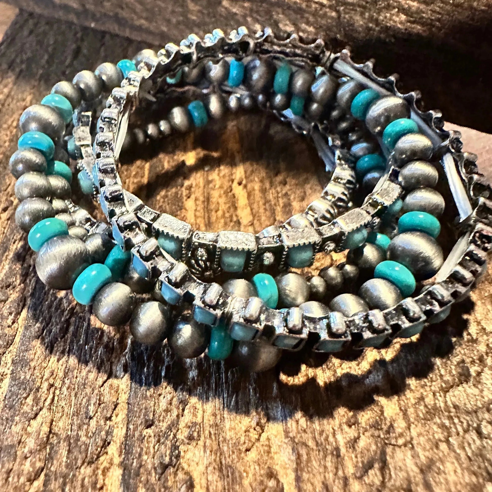 Handcrafted Boho Western Bracelet, Beaded Turquoise 5/PC Stretch Bracelet Set, Gift BoxHandcrafted Boho Western Bracelet, Beaded Turquoise 5/PC Stretch Bracelet Set, Gift Box - Premium boho bracelet from Sophia Collection - Just $38! Shop now at Silver Elegant