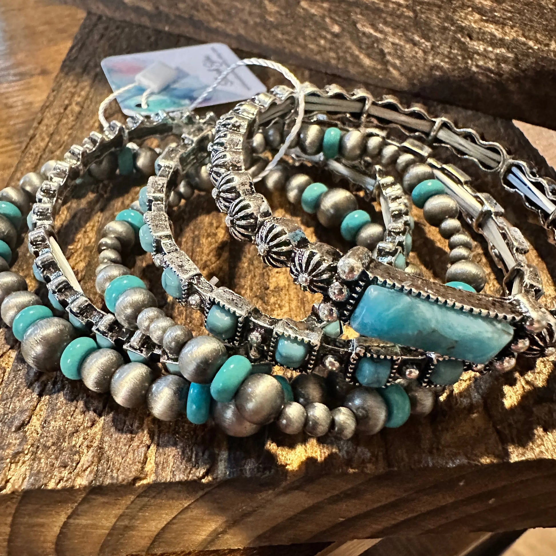 Handcrafted Boho Western Bracelet, Beaded Turquoise 5/PC Stretch Bracelet Set, Gift BoxHandcrafted Boho Western Bracelet, Beaded Turquoise 5/PC Stretch Bracelet Set, Gift Box - Premium boho bracelet from Sophia Collection - Just $38! Shop now at Silver Elegant