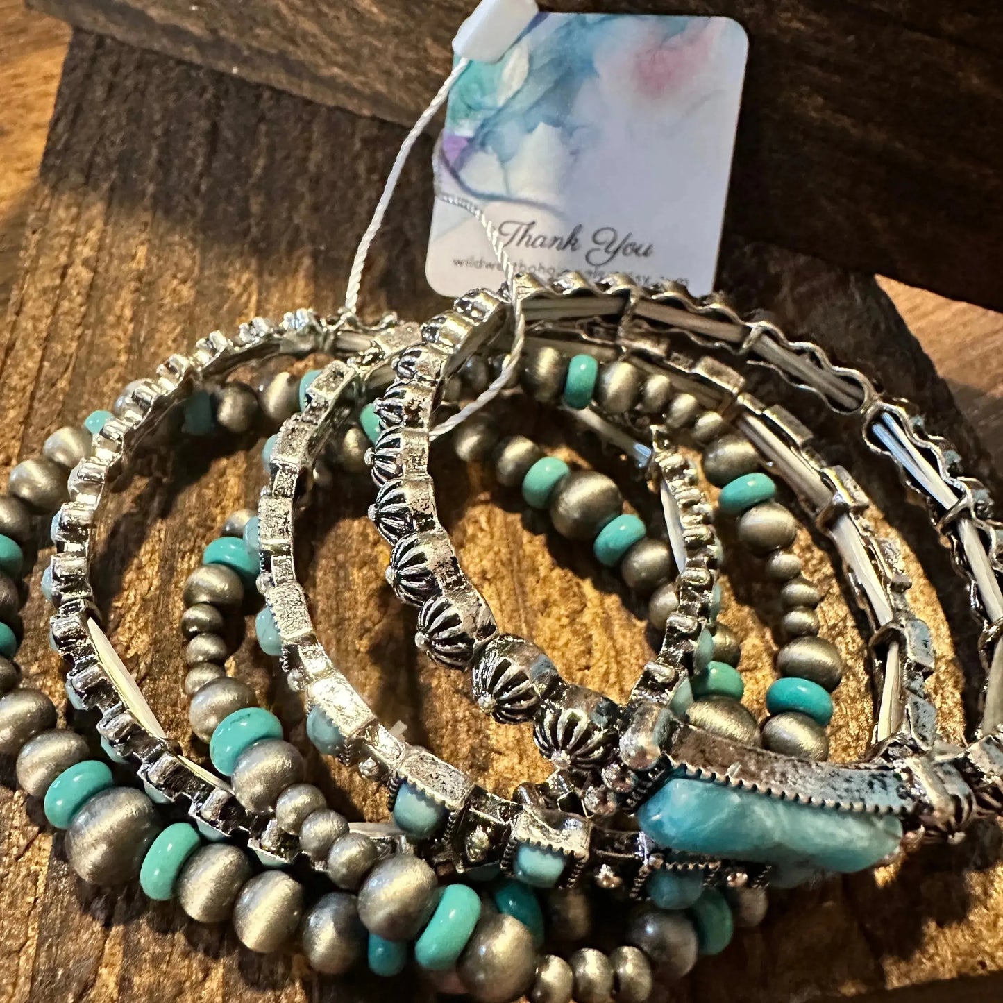 Handcrafted Boho Western Bracelet, Beaded Turquoise 5/PC Stretch Bracelet Set, Gift BoxHandcrafted Boho Western Bracelet, Beaded Turquoise 5/PC Stretch Bracelet Set, Gift Box - Premium boho bracelet from Sophia Collection - Just $38! Shop now at Silver Elegant