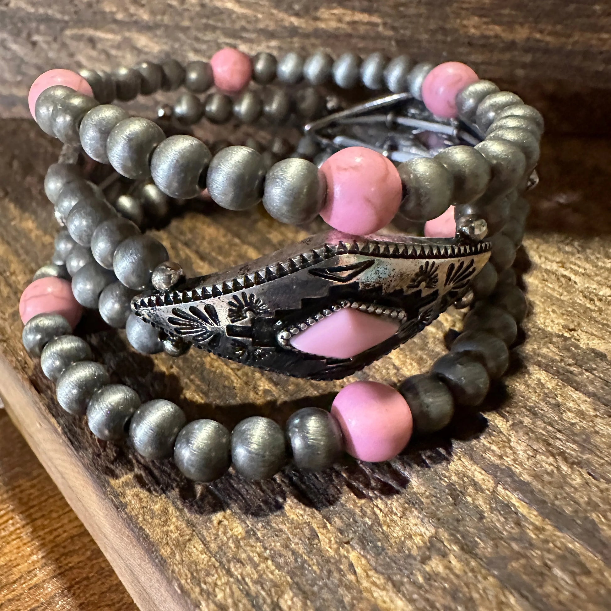 Handmade Boho Beaded Bracelet, Navajo Stretch Cuff Bracelet, Three Piece Pink, Gift boxHandmade Boho Beaded Bracelet, Navajo Stretch Cuff Bracelet, Three Piece Pink, Gift box - Premium boho bracelet from Lunar Deer - Just $24! Shop now at Silver Elegant