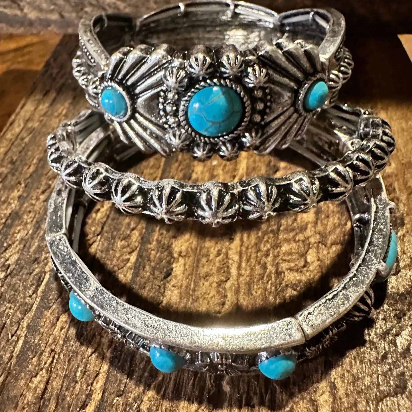 Handcrafted Boho Chic Turquoise Stone Western Chunky Stretch Bracelet, Gift BoxHandcrafted Boho Chic Turquoise Stone Western Chunky Stretch Bracelet, Gift Box - Premium boho bracelet from Lunar Deer - Just $29! Shop now at Silver Elegant