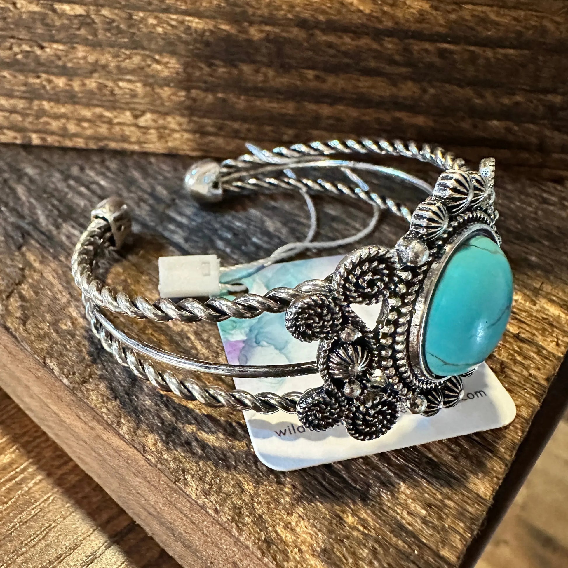 Handcrafted Boho Hippie Bangle, Western Turquoise Stone Floral Open Bangle, Gift BoxHandcrafted Boho Hippie Bangle, Western Turquoise Stone Floral Open Bangle, Gift Box - Premium boho bracelet from Lunar Deer - Just $29! Shop now at Silver Elegant