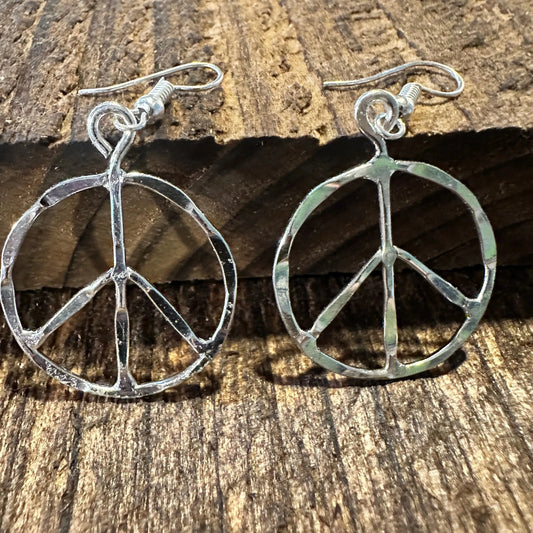 Handmade Artesian Hippie Silver Plated Peace Sign Drop Wire Earrings, Gift BoxHandmade Artesian Hippie Silver Plated Peace Sign Drop Wire Earrings, Gift Box - Premium Boho Drop Earring from Silver Elegant - Just $19! Shop now at Silver Elegant