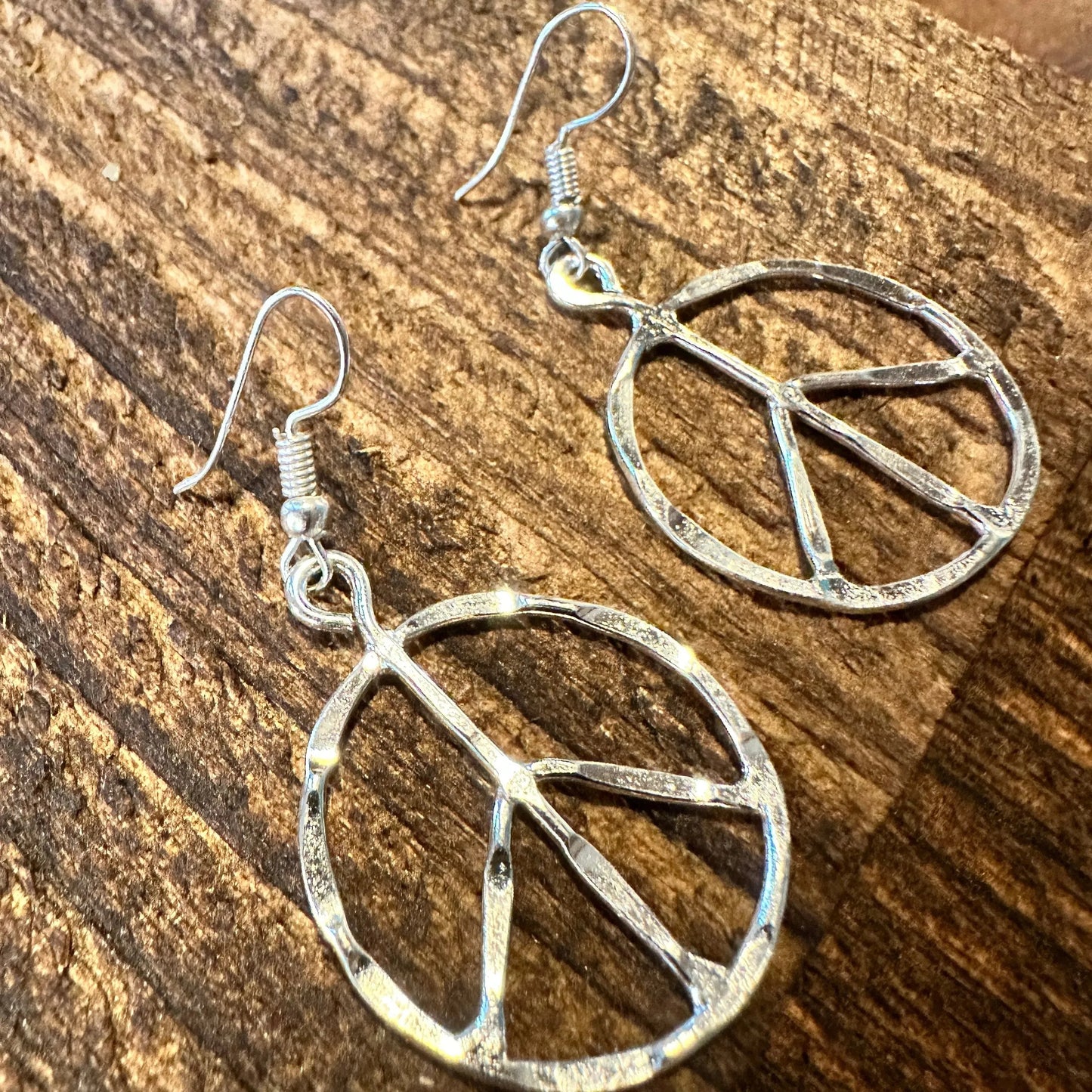 Handmade Artesian Hippie Silver Plated Peace Sign Drop Wire Earrings, Gift BoxHandmade Artesian Hippie Silver Plated Peace Sign Drop Wire Earrings, Gift Box - Premium Boho Drop Earring from Silver Elegant - Just $19! Shop now at Silver Elegant