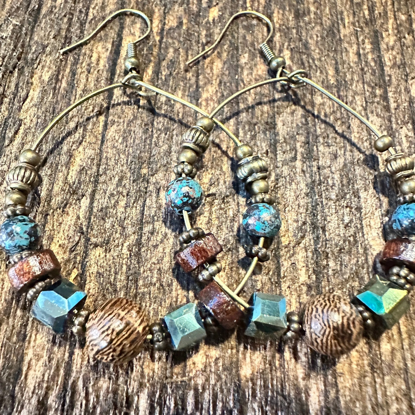 Handmade Western Hippie Copper Wire Wooden Beads Drop Earrings, Gift BoxHandmade Western Hippie Copper Wire Wooden Beads Drop Earrings, Gift Box - Premium Boho Drop Earring from Silver Elegant - Just $19! Shop now at Silver Elegant