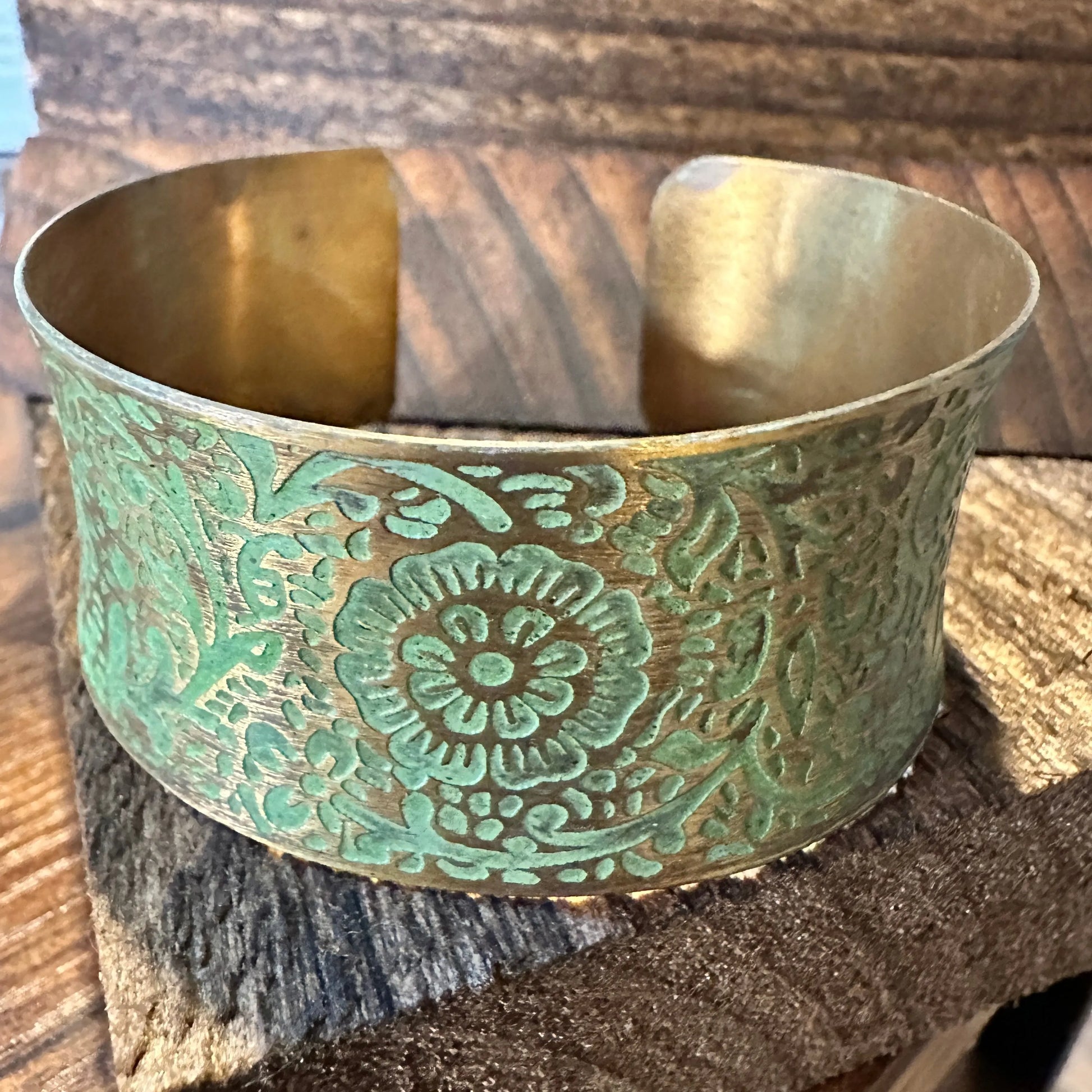 Handcrafted Artesian Boho Brass Patina Bracelet, Chartreuse Floral Scrollwork, Adjustable, Gift BoxHandcrafted Artesian Boho Brass Patina Bracelet, Chartreuse Floral Scrollwork, Adjustable, Gift Box - Premium boho bracelet from Silver Elegant - Just $29! Shop now at Silver Elegant