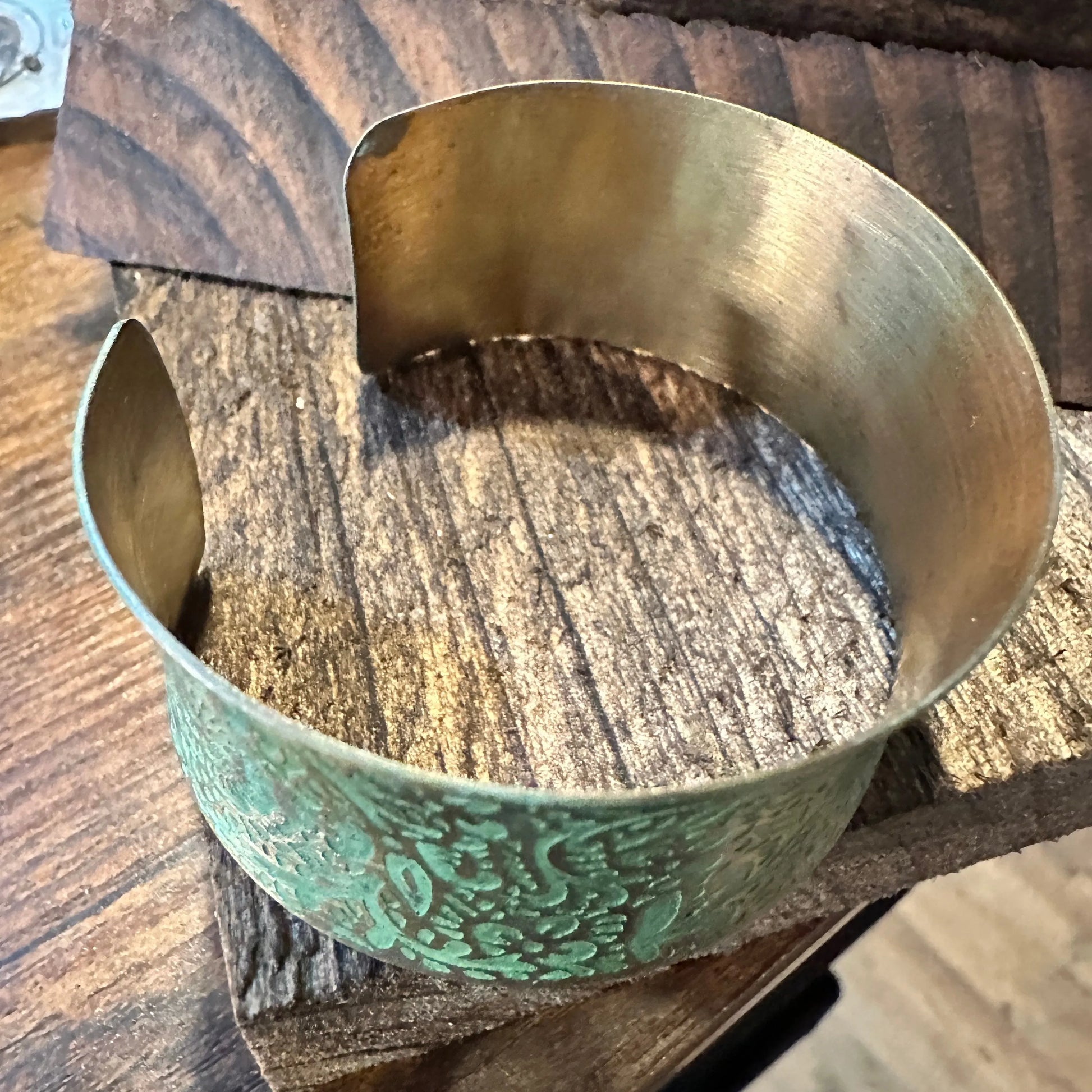 Handcrafted Artesian Boho Brass Patina Bracelet, Chartreuse Floral Scrollwork, Adjustable, Gift BoxHandcrafted Artesian Boho Brass Patina Bracelet, Chartreuse Floral Scrollwork, Adjustable, Gift Box - Premium boho bracelet from Silver Elegant - Just $29! Shop now at Silver Elegant