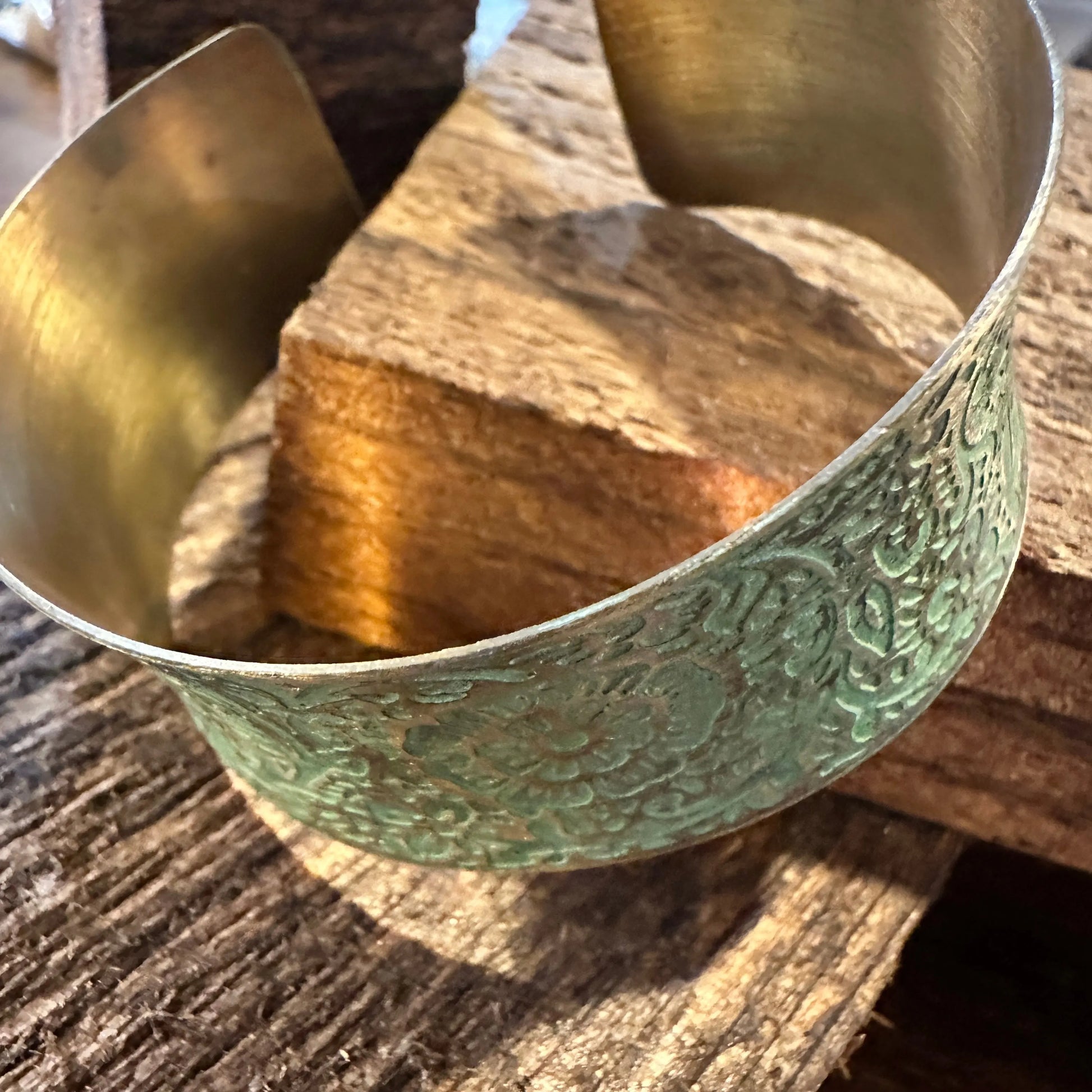 Handcrafted Artesian Boho Brass Patina Bracelet, Chartreuse Floral Scrollwork, Adjustable, Gift BoxHandcrafted Artesian Boho Brass Patina Bracelet, Chartreuse Floral Scrollwork, Adjustable, Gift Box - Premium boho bracelet from Silver Elegant - Just $29! Shop now at Silver Elegant