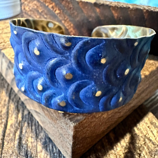 Handcrafted Artesian Boho Brass Patina Bracelet, Cobalt Blue Waves Dots, Adjustable, Gift BoxHandcrafted Artesian Boho Brass Patina Bracelet, Cobalt Blue Waves Dots, Adjustable, Gift Box - Premium boho bracelet from Silver Elegant - Just $29! Shop now at Silver Elegant