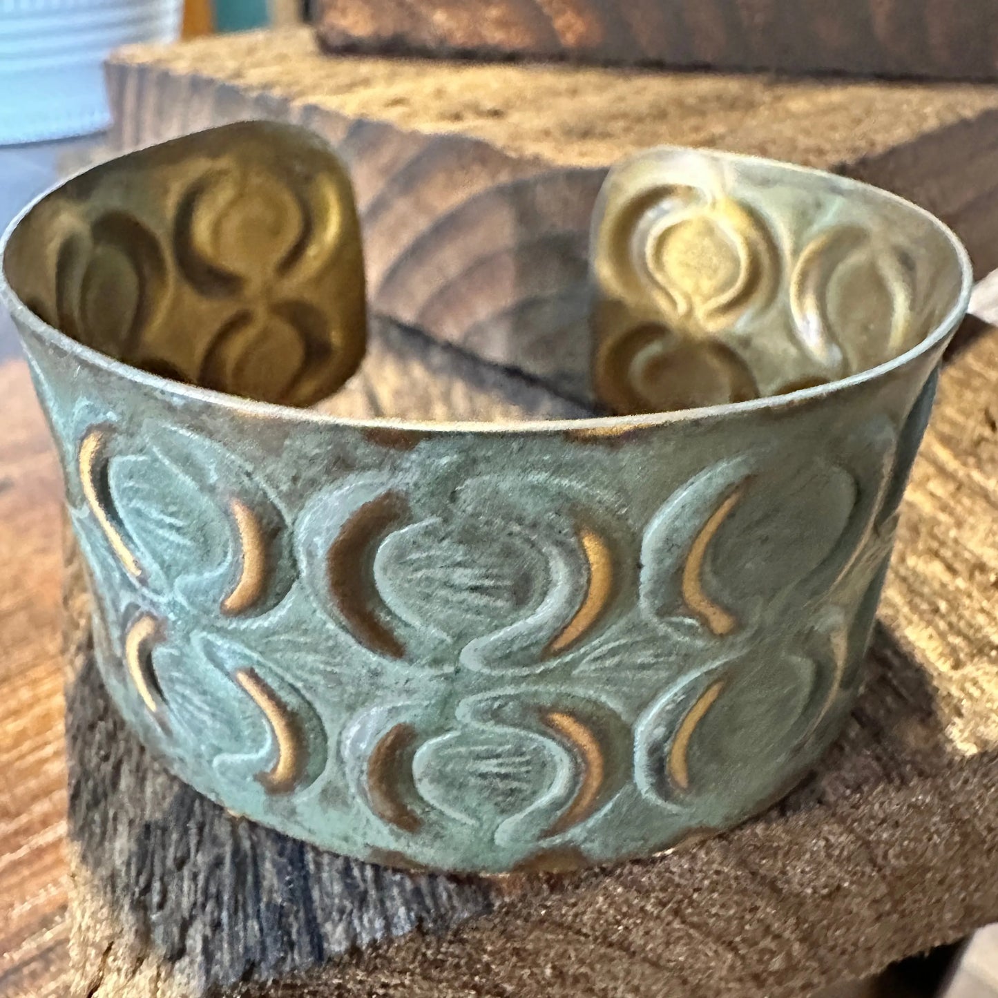 Handcrafted Artesian Boho Brass Patina Bracelet, Turquoise with Brass Crescents, Adjustable, Gift BoxHandcrafted Artesian Boho Brass Patina Bracelet, Turquoise with Brass Crescents, Adjustable, Gift Box - Premium boho bracelet from Silver Elegant - Just $29! Shop now at Silver Elegant