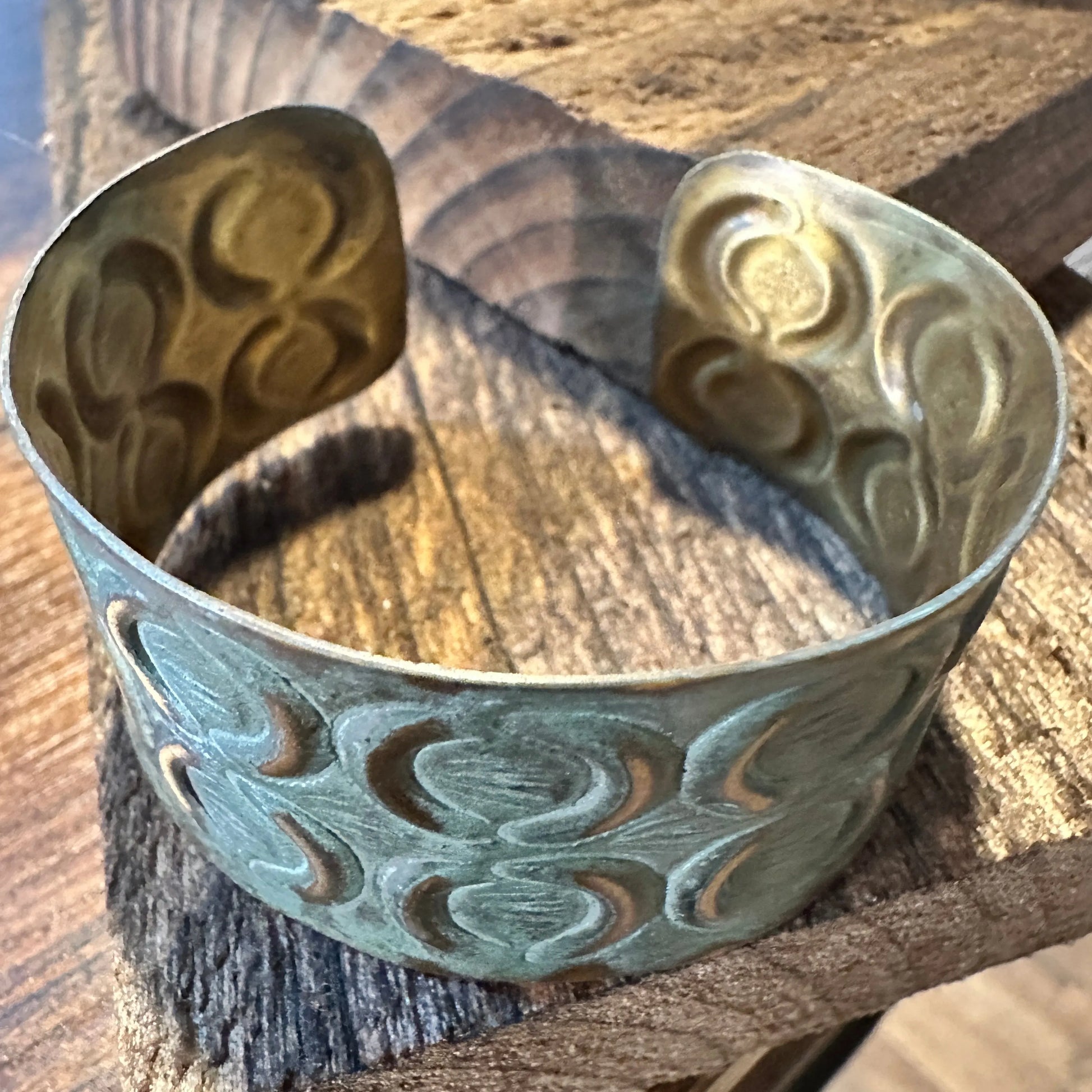 Handcrafted Artesian Boho Brass Patina Bracelet, Turquoise with Brass Crescents, Adjustable, Gift BoxHandcrafted Artesian Boho Brass Patina Bracelet, Turquoise with Brass Crescents, Adjustable, Gift Box - Premium boho bracelet from Silver Elegant - Just $29! Shop now at Silver Elegant