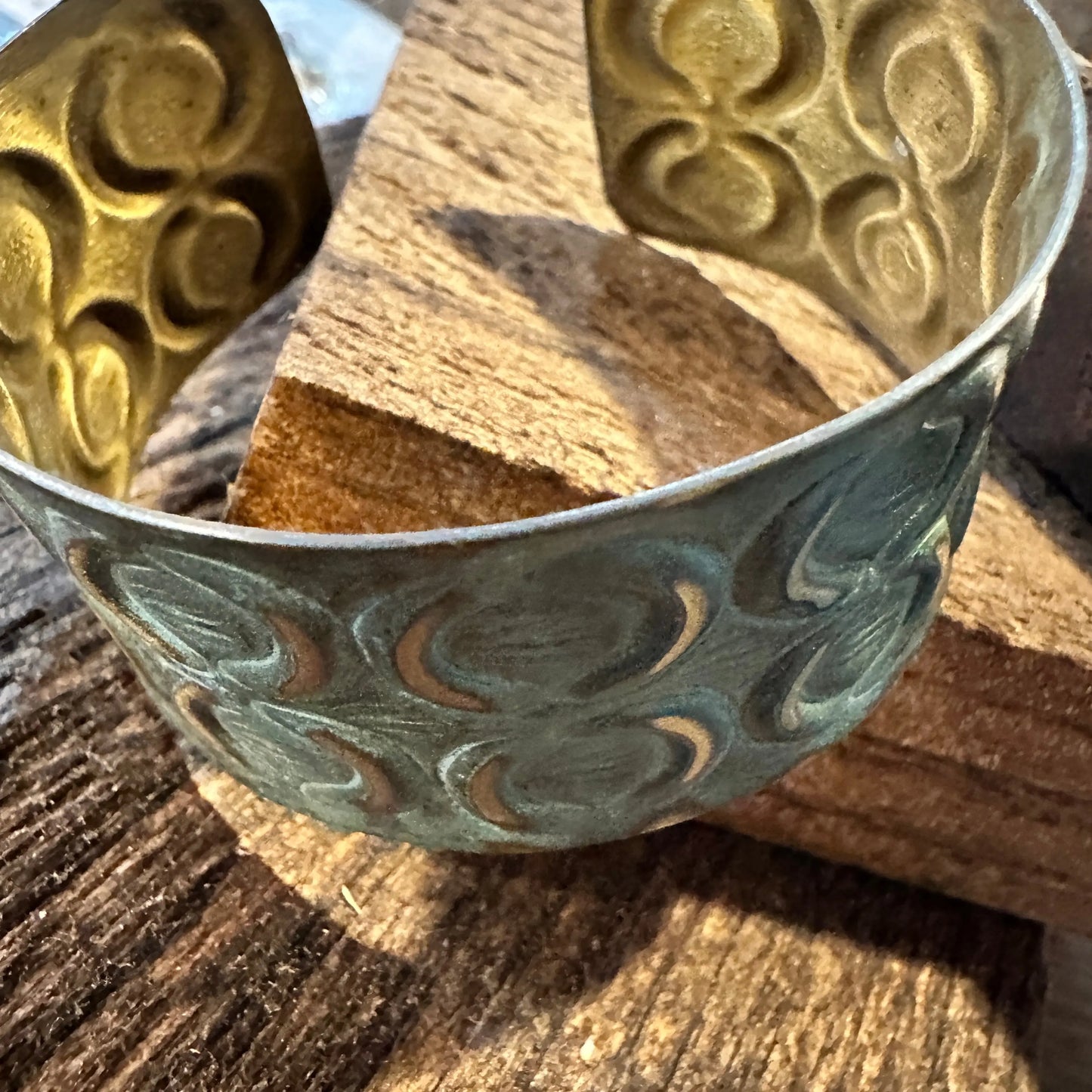 Handcrafted Artesian Boho Brass Patina Bracelet, Turquoise with Brass Crescents, Adjustable, Gift BoxHandcrafted Artesian Boho Brass Patina Bracelet, Turquoise with Brass Crescents, Adjustable, Gift Box - Premium boho bracelet from Silver Elegant - Just $29! Shop now at Silver Elegant