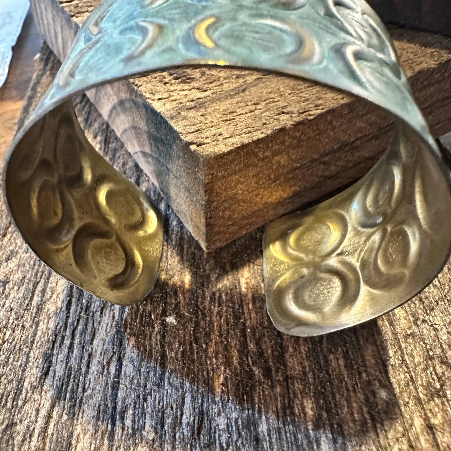 Handcrafted Artesian Boho Brass Patina Bracelet, Turquoise with Brass Crescents, Adjustable, Gift BoxHandcrafted Artesian Boho Brass Patina Bracelet, Turquoise with Brass Crescents, Adjustable, Gift Box - Premium boho bracelet from Silver Elegant - Just $29! Shop now at Silver Elegant