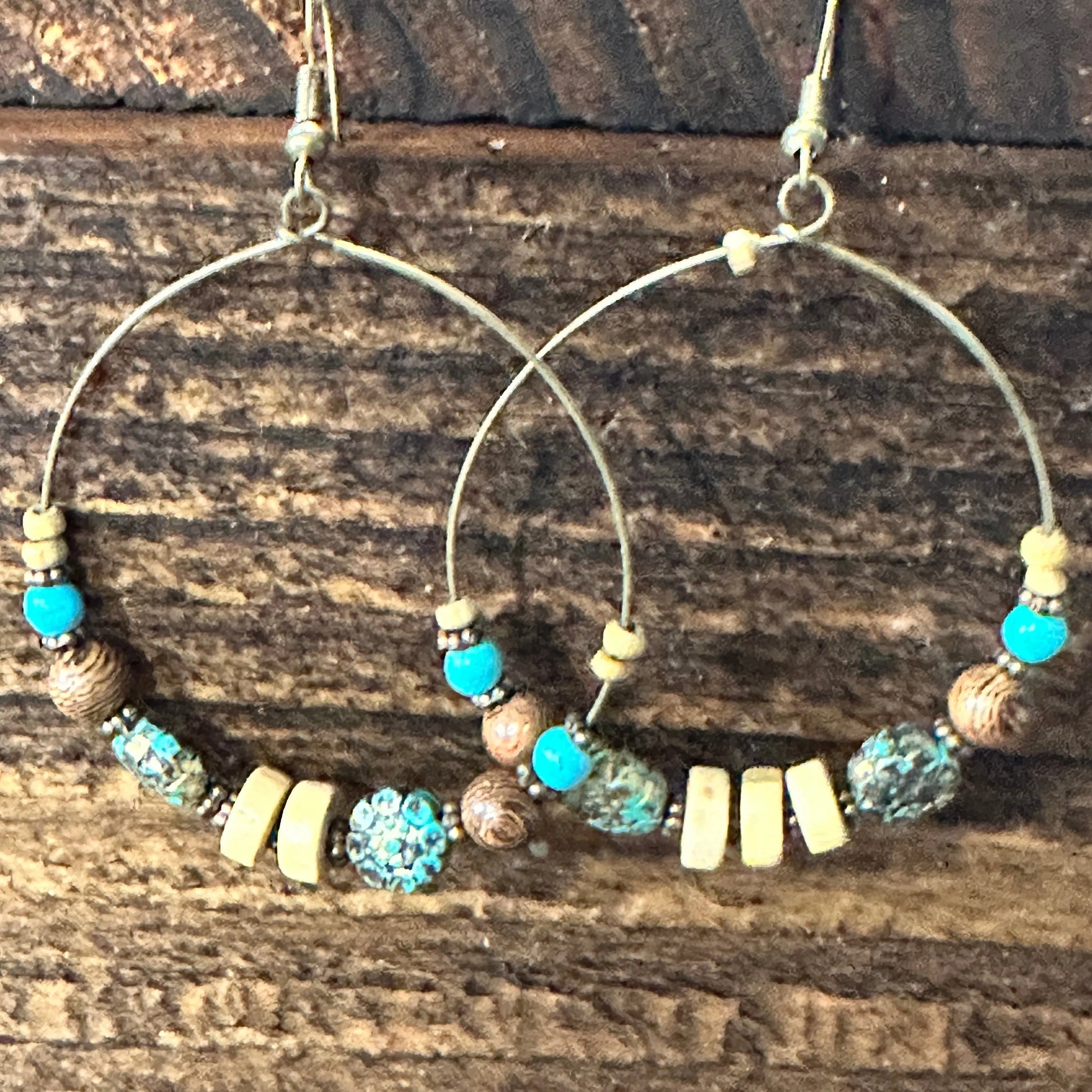 Handmade Western Hippie Copper Wire Colorful Wooden Beads Drop Earrings, Gift BoxHandmade Western Hippie Copper Wire Colorful Wooden Beads Drop Earrings, Gift Box - Premium Boho Drop Earring from Silver Elegant - Just $19! Shop now at Silver Elegant