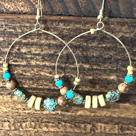 Handmade Western Hippie Copper Wire Colorful Wooden Beads Drop Earrings, Gift BoxHandmade Western Hippie Copper Wire Colorful Wooden Beads Drop Earrings, Gift Box - Premium Boho Drop Earring from Silver Elegant - Just $19! Shop now at Silver Elegant