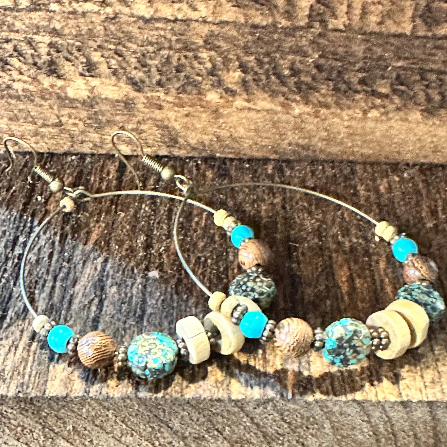 Handmade Western Hippie Copper Wire Colorful Wooden Beads Drop Earrings, Gift BoxHandmade Western Hippie Copper Wire Colorful Wooden Beads Drop Earrings, Gift Box - Premium Boho Drop Earring from Silver Elegant - Just $19! Shop now at Silver Elegant