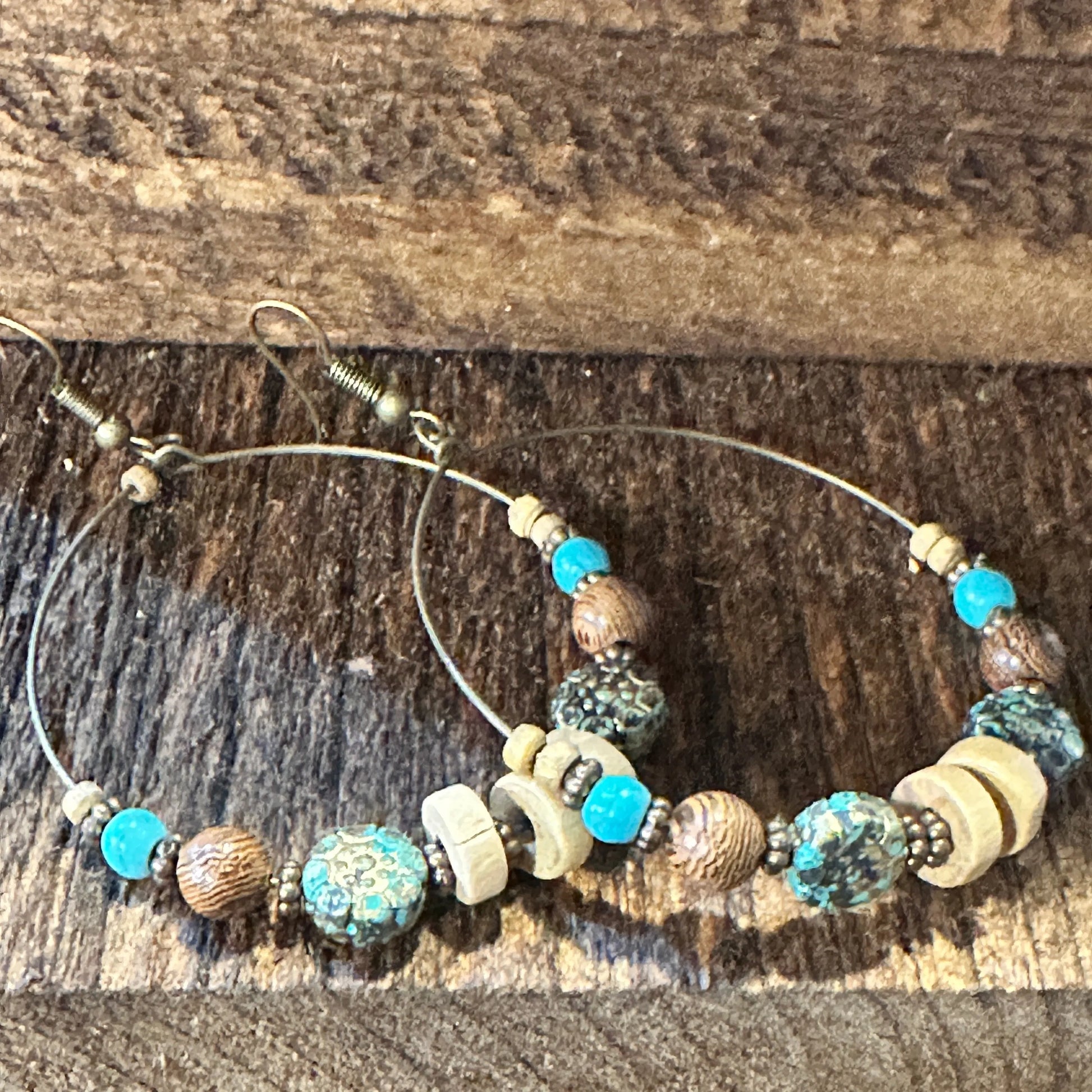 Handmade Western Hippie Copper Wire Colorful Wooden Beads Drop Earrings, Gift BoxHandmade Western Hippie Copper Wire Colorful Wooden Beads Drop Earrings, Gift Box - Premium Boho Drop Earring from Silver Elegant - Just $19! Shop now at Silver Elegant