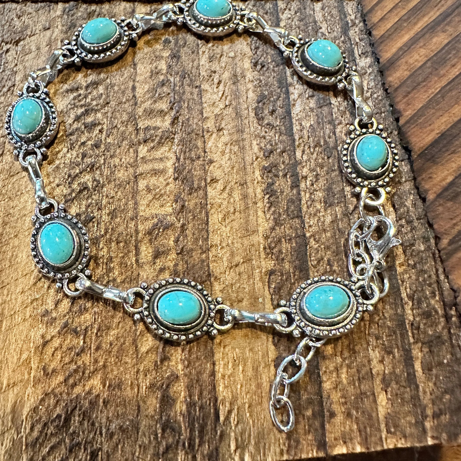 Handcrafted Boho Western Chic Turquoise Stone Link Bracelet, Adjustable, Gift BoxHandcrafted Boho Western Chic Turquoise Stone Link Bracelet, Adjustable, Gift Box - Premium boho bracelet from Silver Elegant - Just $22! Shop now at Silver Elegant