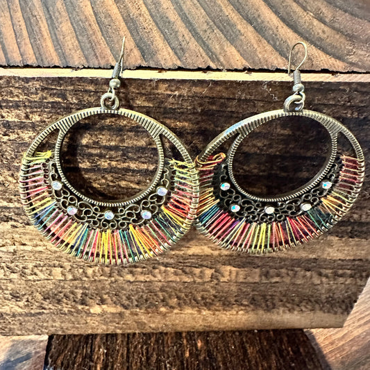 Boho Hippie Cowgirl Threaded Loop Wire Drop Earrings, Multicolor, Gift BoxBoho Hippie Cowgirl Threaded Loop Wire Drop Earrings, Multicolor, Gift Box - Premium Drop Wire Earring from Silver Elegant - Just $13! Shop now at Silver Elegant