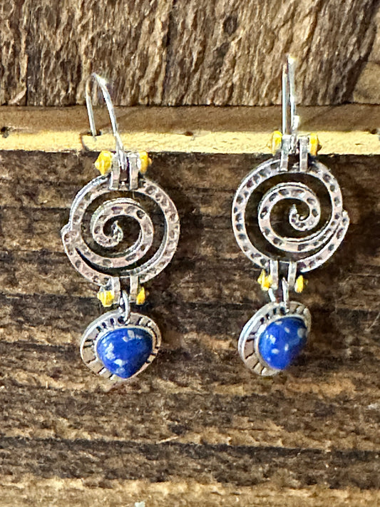 Boho Hippie Western Silver Drop Wire Earrings, Blue Sapphire Stone Gift BoxBoho Hippie Western Silver Drop Wire Earrings, Blue Sapphire Stone Gift Box - Premium Drop Wire Earring from Silver Elegant - Just $11! Shop now at Silver Elegant