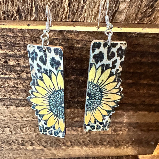 Boho Hippie Western Sunflower Stamped Leather Drop Wire Earrings, Black Yellow, Gift BoxBoho Hippie Western Sunflower Stamped Leather Drop Wire Earrings, Black Yellow, Gift Box - Premium Drop Wire Earring from Silver Elegant - Just $13! Shop now at Silver Elegant