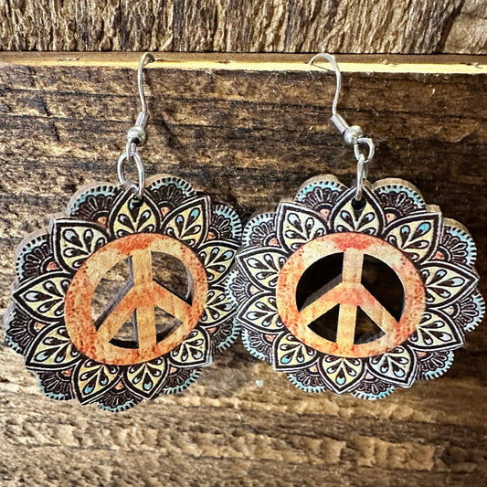 Boho Hippie Western Wooden Peace Love Drop Wire Earrings, Gift BoxBoho Hippie Western Wooden Peace Love Drop Wire Earrings, Gift Box - Premium Drop Wire Earring from Silver Elegant - Just $13! Shop now at Silver Elegant