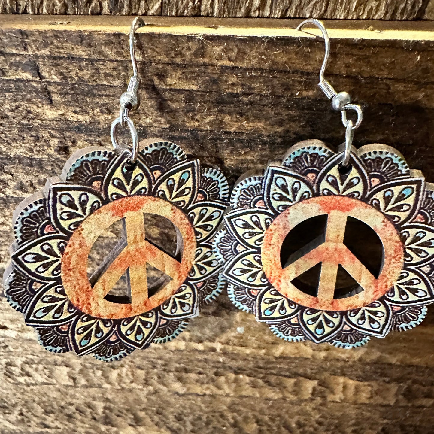 Boho Hippie Western Wooden Peace Love Drop Wire Earrings, Gift BoxBoho Hippie Western Wooden Peace Love Drop Wire Earrings, Gift Box - Premium Drop Wire Earring from Silver Elegant - Just $13! Shop now at Silver Elegant