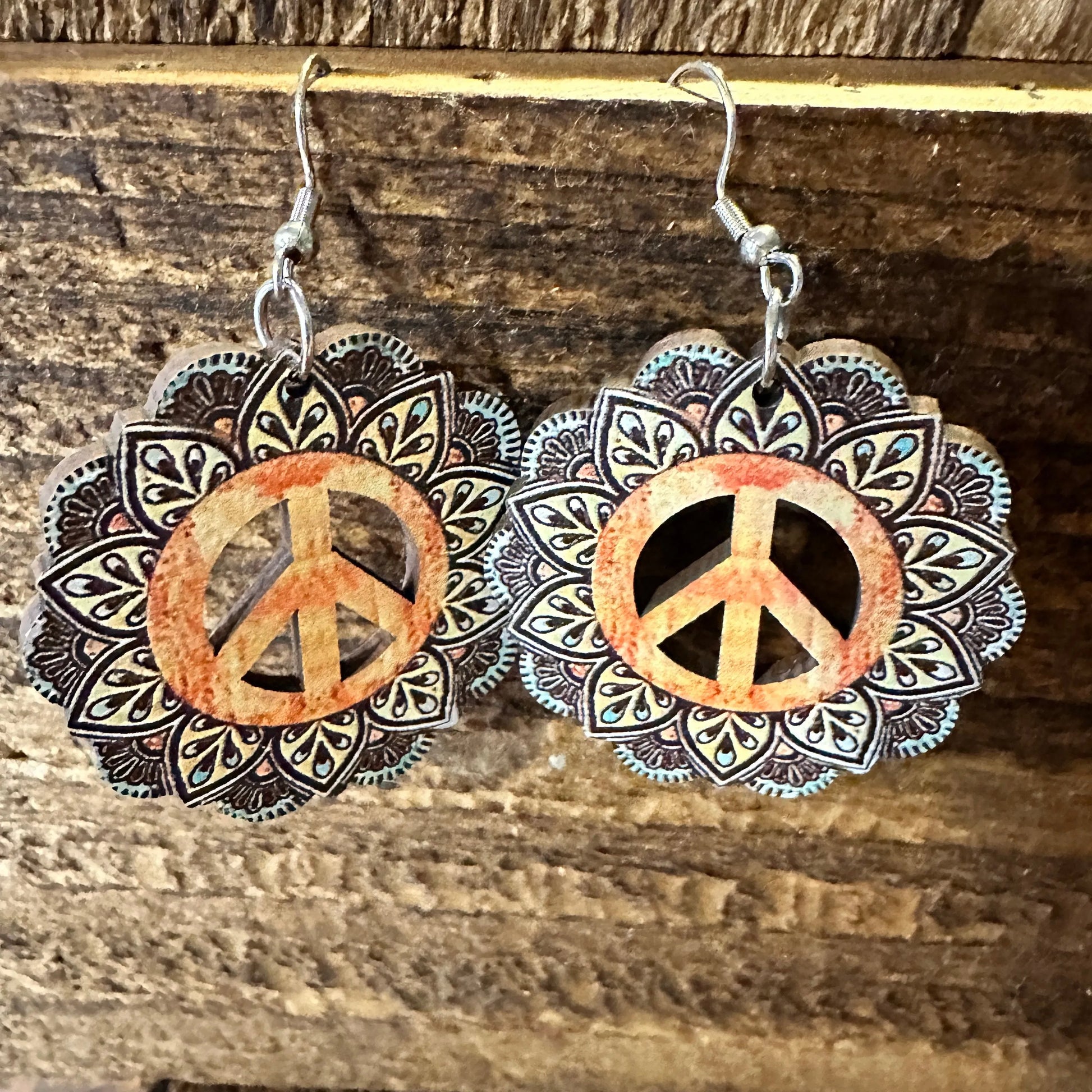 Boho Hippie Western Wooden Peace Love Drop Wire Earrings, Gift BoxBoho Hippie Western Wooden Peace Love Drop Wire Earrings, Gift Box - Premium Drop Wire Earring from Silver Elegant - Just $13! Shop now at Silver Elegant