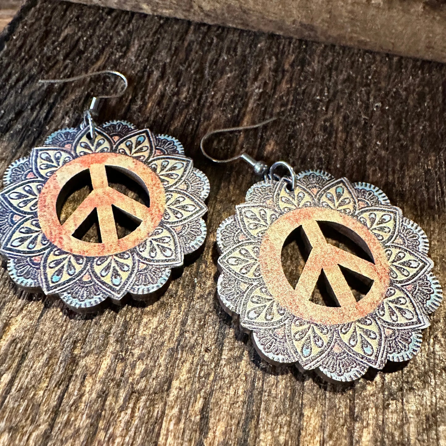 Boho Hippie Western Wooden Peace Love Drop Wire Earrings, Gift BoxBoho Hippie Western Wooden Peace Love Drop Wire Earrings, Gift Box - Premium Drop Wire Earring from Silver Elegant - Just $13! Shop now at Silver Elegant