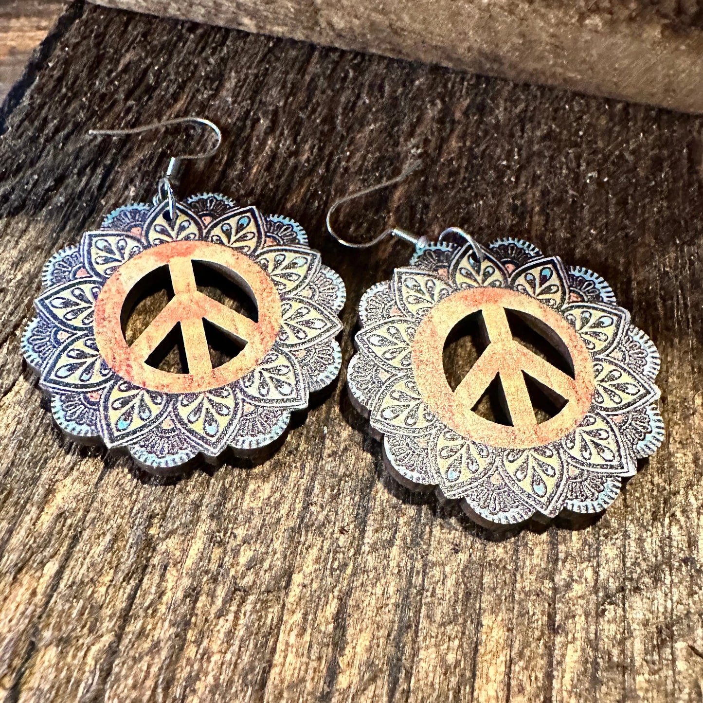 Boho Hippie Western Wooden Peace Love Drop Wire Earrings, Gift BoxBoho Hippie Western Wooden Peace Love Drop Wire Earrings, Gift Box - Premium Drop Wire Earring from Silver Elegant - Just $13! Shop now at Silver Elegant