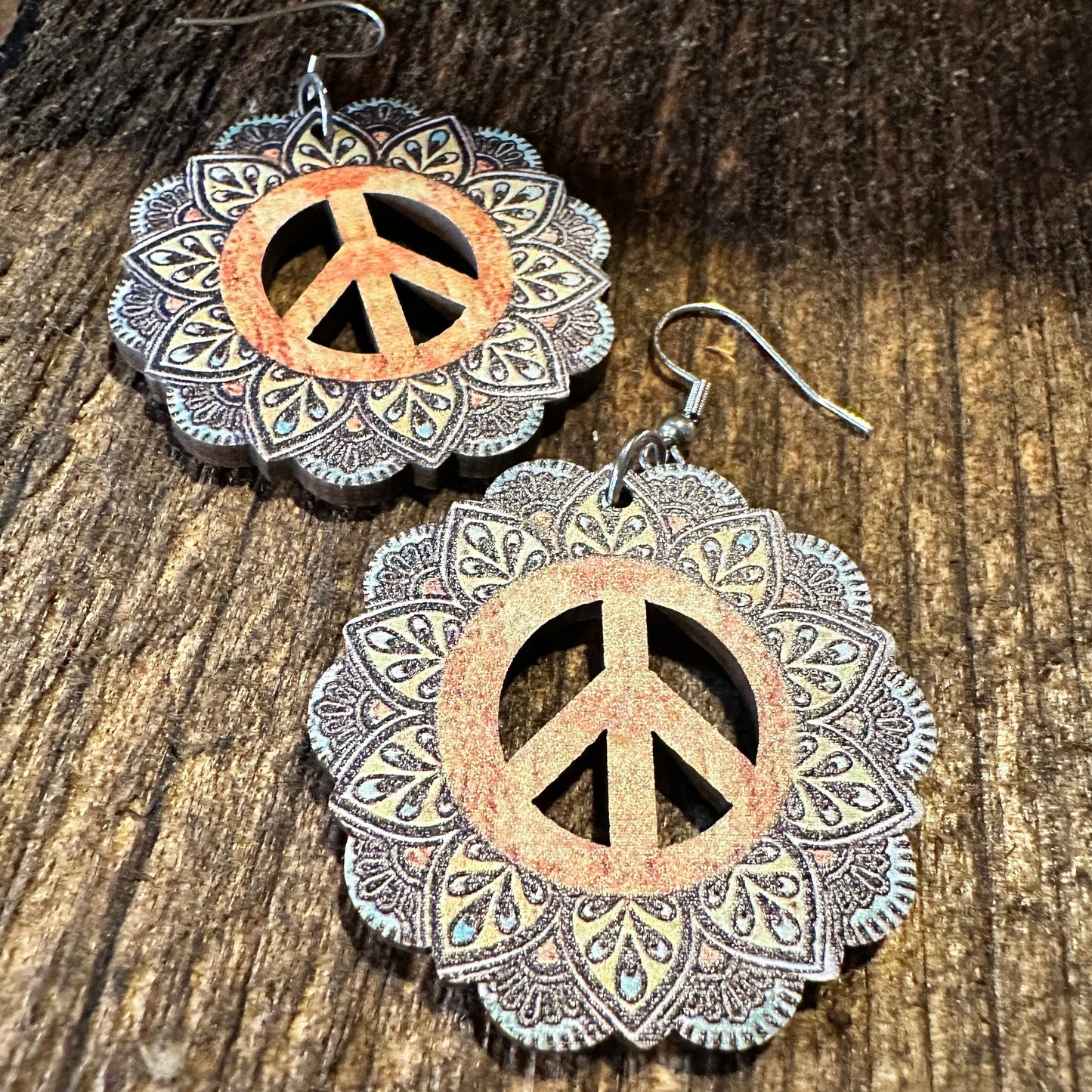 Boho Hippie Western Wooden Peace Love Drop Wire Earrings, Gift BoxBoho Hippie Western Wooden Peace Love Drop Wire Earrings, Gift Box - Premium Drop Wire Earring from Silver Elegant - Just $13! Shop now at Silver Elegant