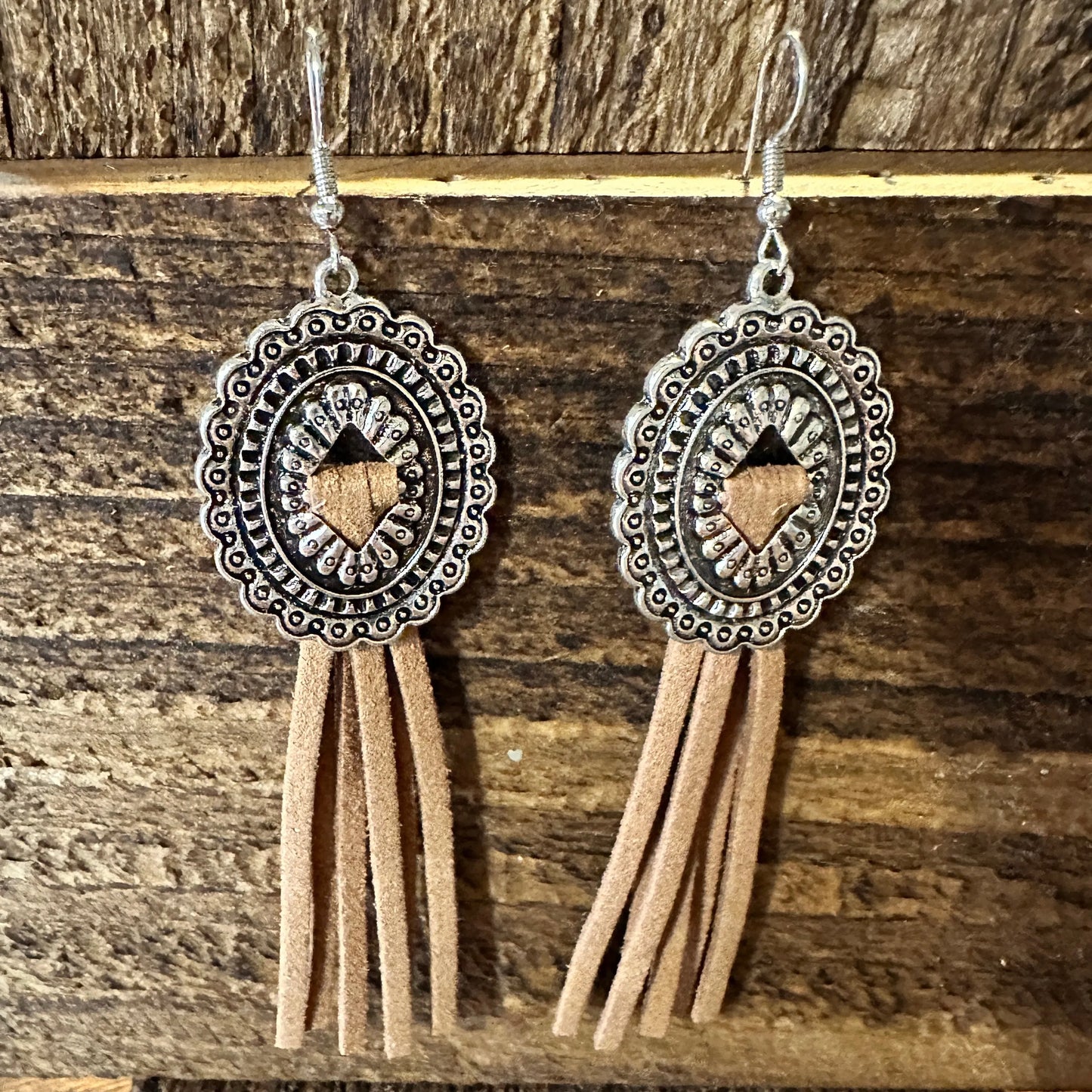 Boho Hippie Western Conch Tribal Silver Drop Wire Earrings, Brown Leather, Gift BoxBoho Hippie Western Conch Tribal Silver Drop Wire Earrings, Brown Leather, Gift Box - Premium Drop Wire Earring from Silver Elegant - Just $13! Shop now at Silver Elegant