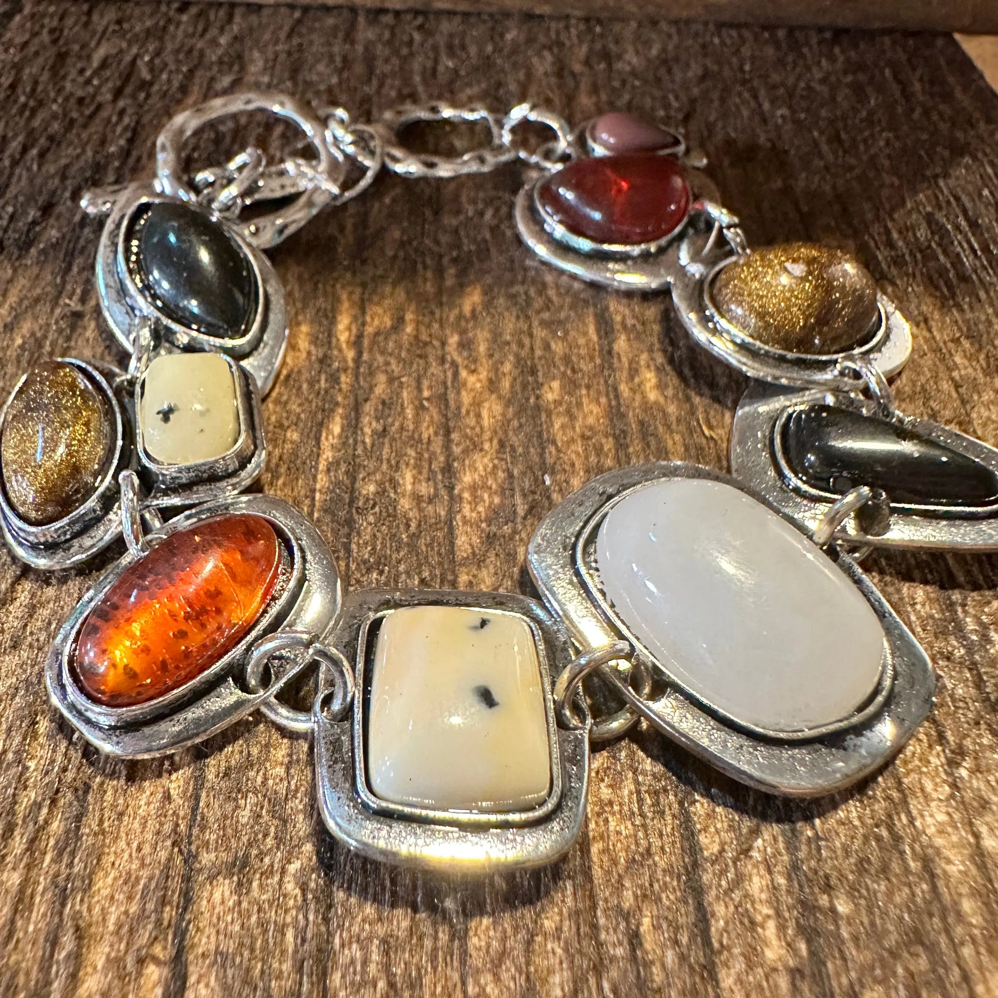 Handcrafted Boho Western Chic Natural Stone Link Bracelet, Adjustable, Multicolor, Gift BoxHandcrafted Boho Western Chic Natural Stone Link Bracelet, Adjustable, Multicolor, Gift Box - Premium boho bracelet from Silver Elegant - Just $22! Shop now at Silver Elegant