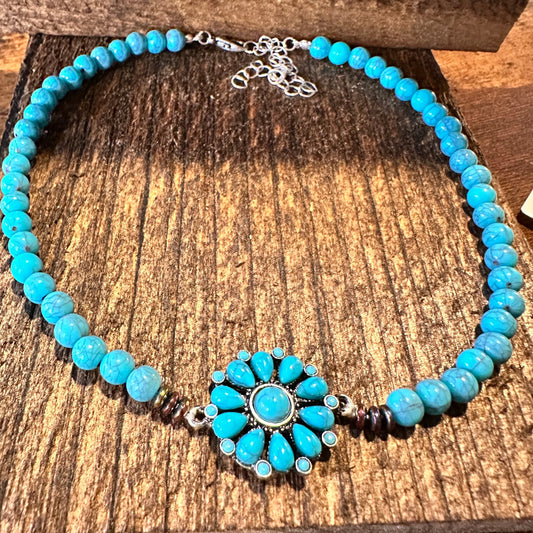 Boho SouthWestern Cowgirl Turquoise Choker Necklace, Adjustable, Gift BoxBoho SouthWestern Cowgirl Turquoise Choker Necklace, Adjustable, Gift Box - Premium Pendant Necklace from Silver Elegant - Just $16! Shop now at Silver Elegant