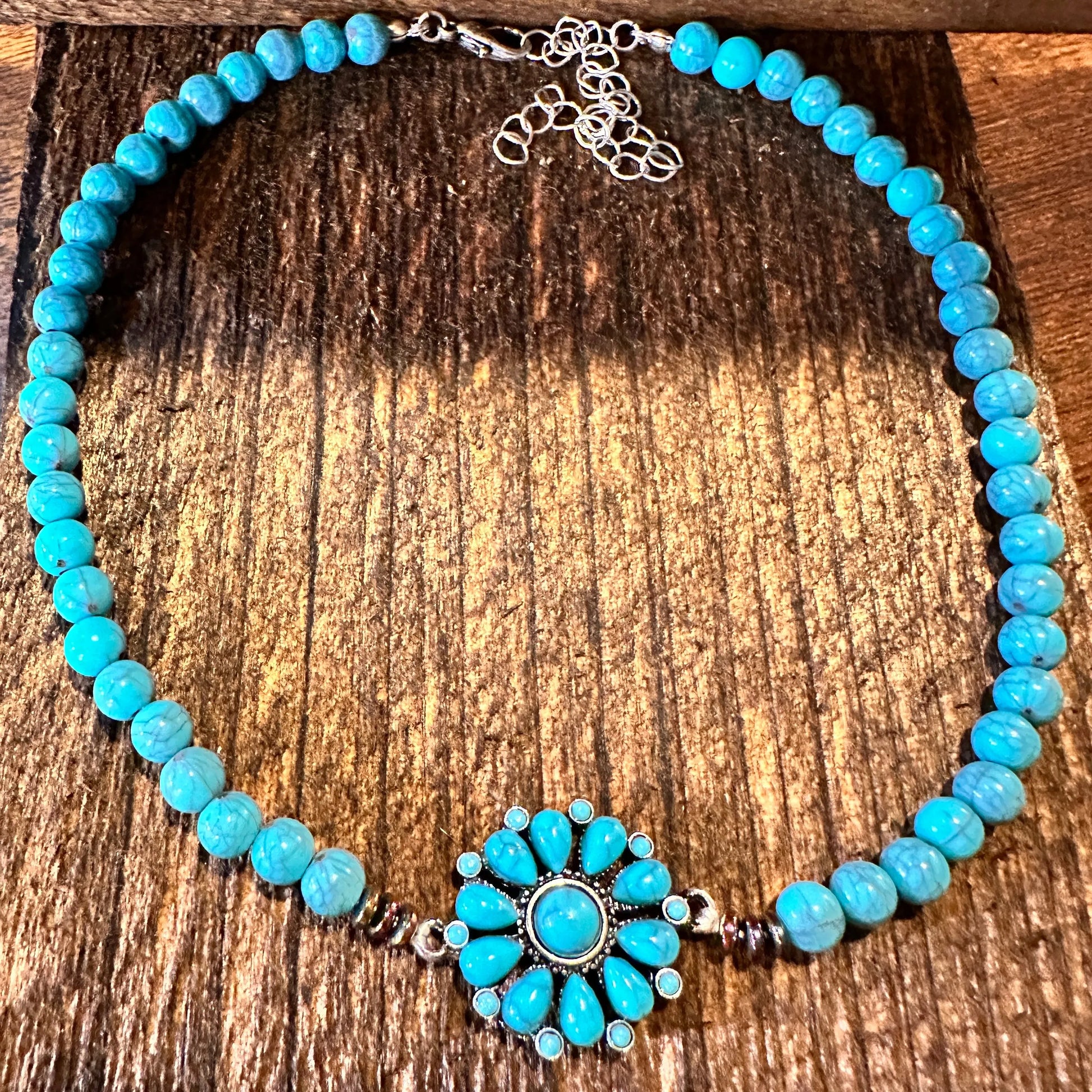 Boho SouthWestern Cowgirl Turquoise Choker Necklace, Adjustable, Gift BoxBoho SouthWestern Cowgirl Turquoise Choker Necklace, Adjustable, Gift Box - Premium Pendant Necklace from Silver Elegant - Just $16! Shop now at Silver Elegant