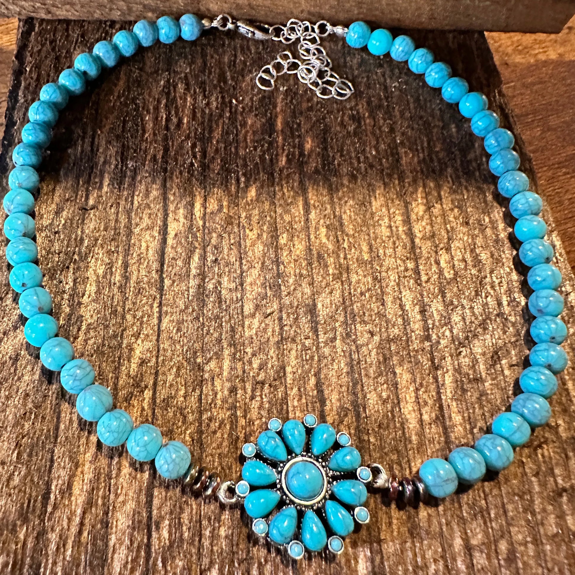 Boho SouthWestern Cowgirl Turquoise Choker Necklace, Adjustable, Gift BoxBoho SouthWestern Cowgirl Turquoise Choker Necklace, Adjustable, Gift Box - Premium Pendant Necklace from Silver Elegant - Just $16! Shop now at Silver Elegant